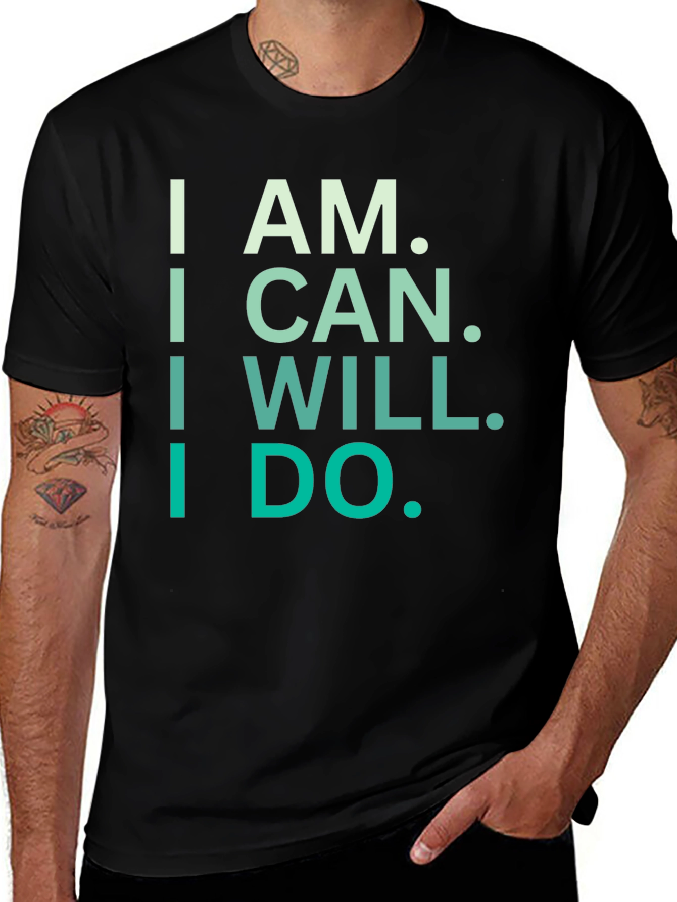 Variant 24 of I Am, I Can, I Will, I Do Black Graphic Tee