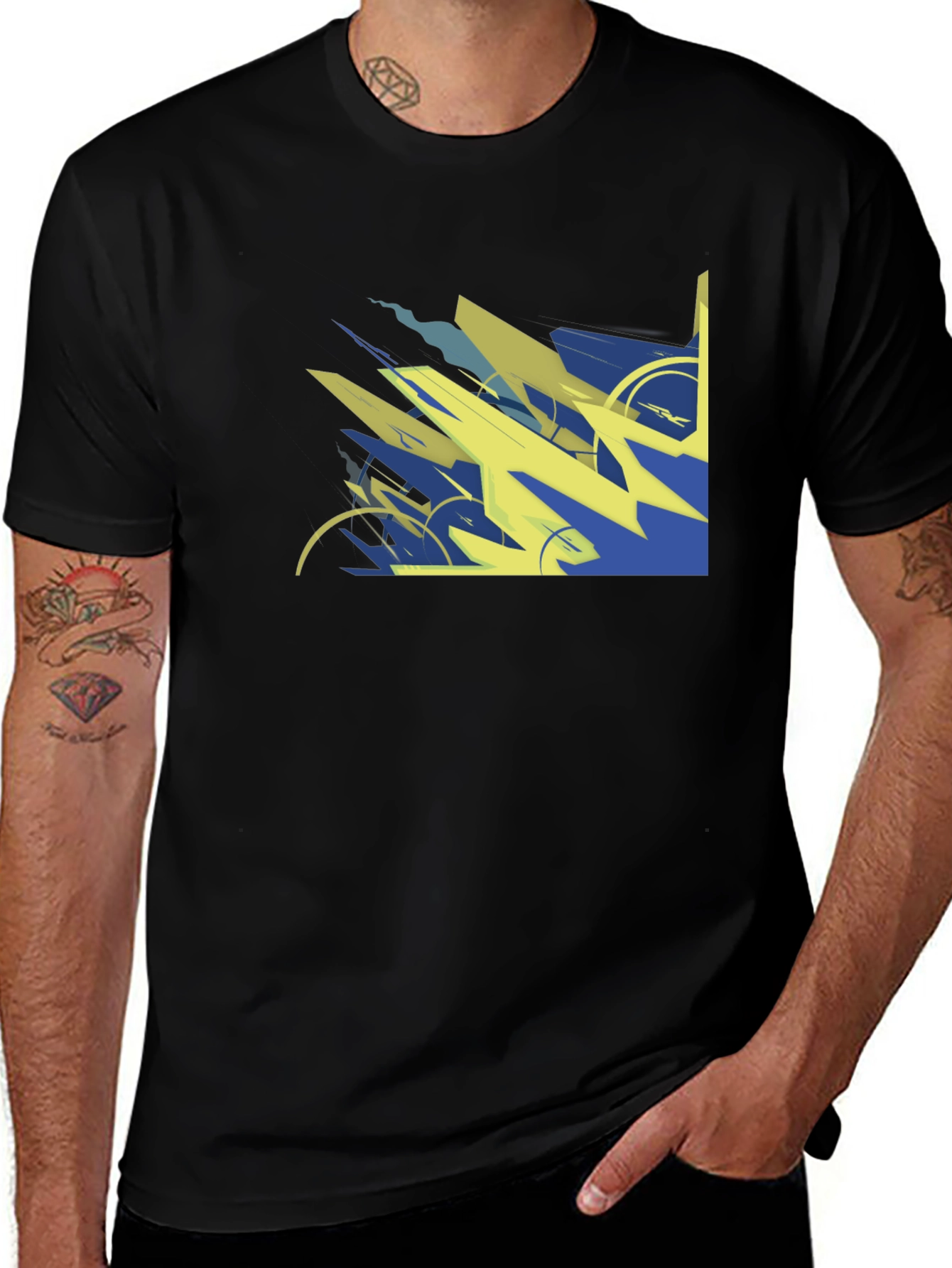 Variant 7 of Abstract Graphic Print Men's Black T-Shirt