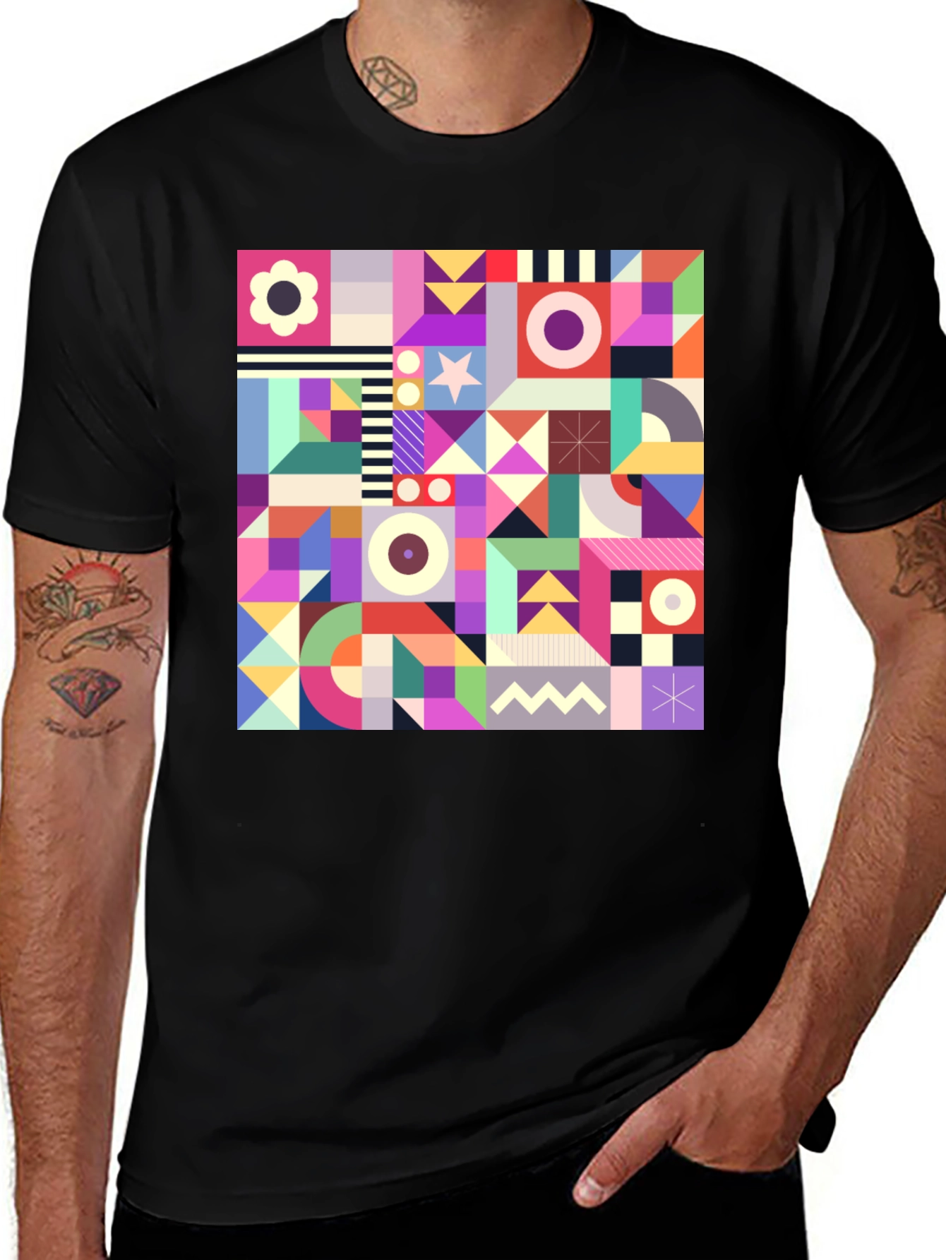 Variant 24 of Geometric Pattern Tee - Colorful Abstract Art T-Shirt