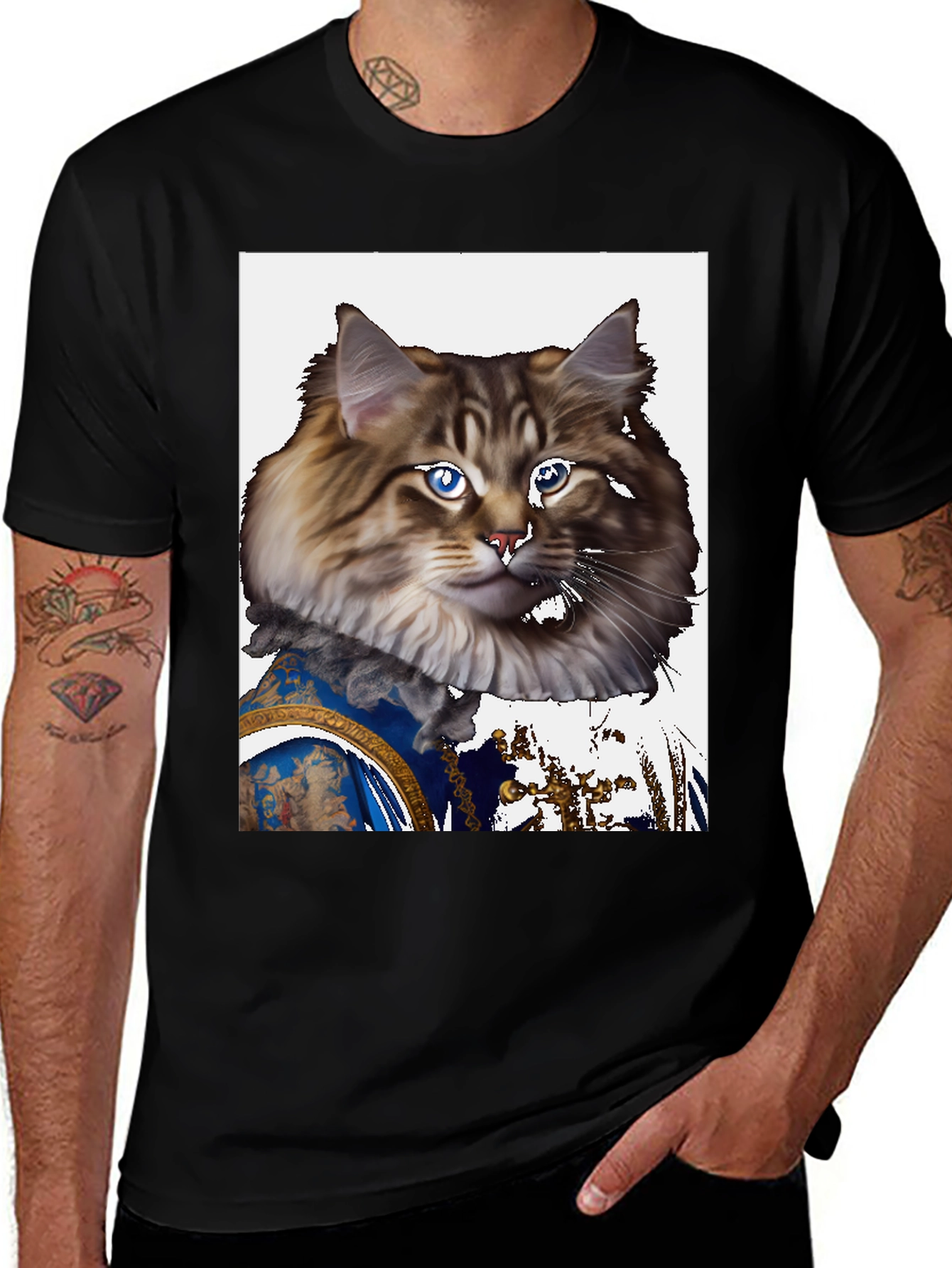 Variant 23 of Regal Cat Portrait T-Shirt - Unique Design