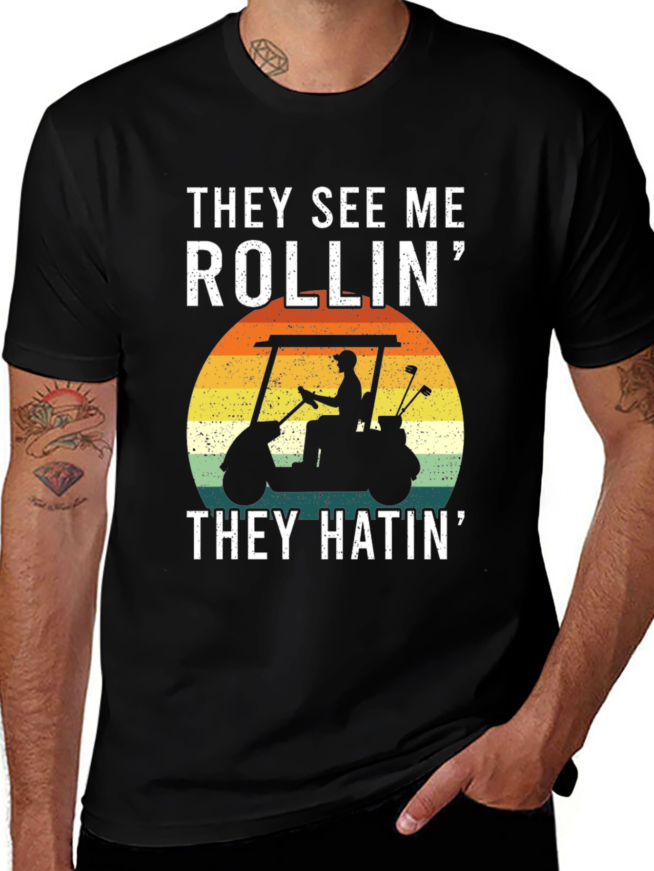 Variant 2 of They See Me Rollin' T-Shirt: Golf Cart Design