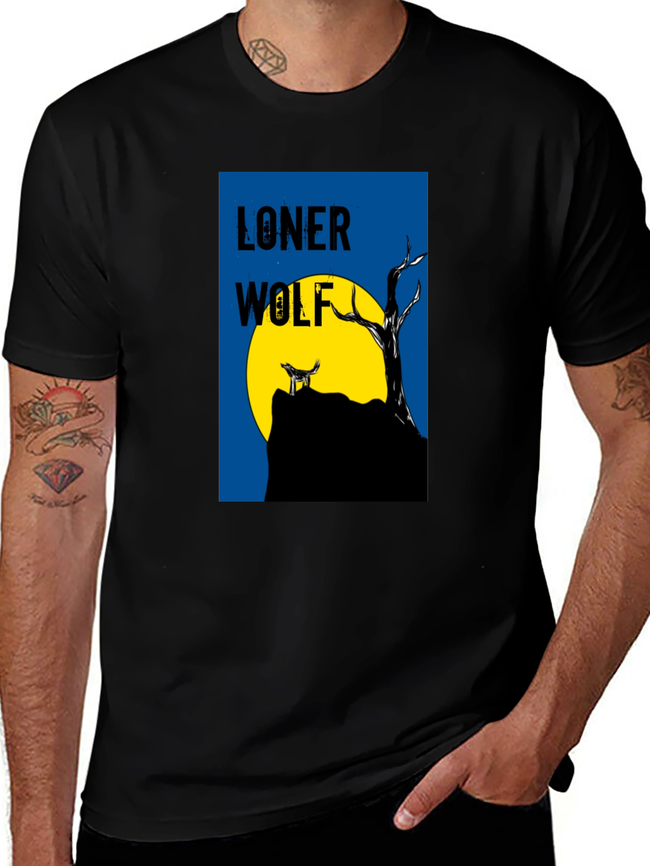 Loner Wolf Graphic T-Shirt - Men's Black Tee