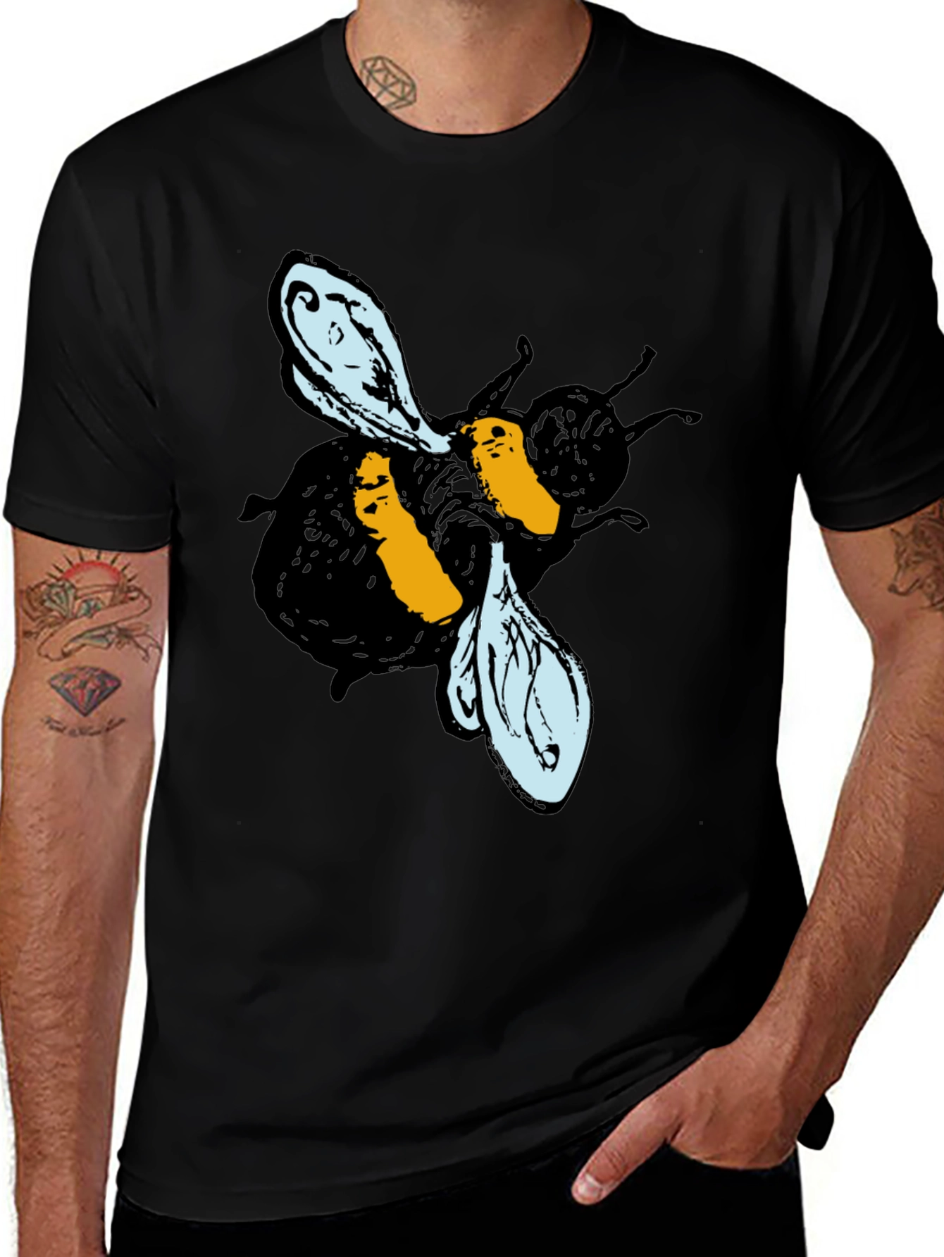 Variant 4 of Bee Graphic Black T-Shirt - Stylish Casual Wear
