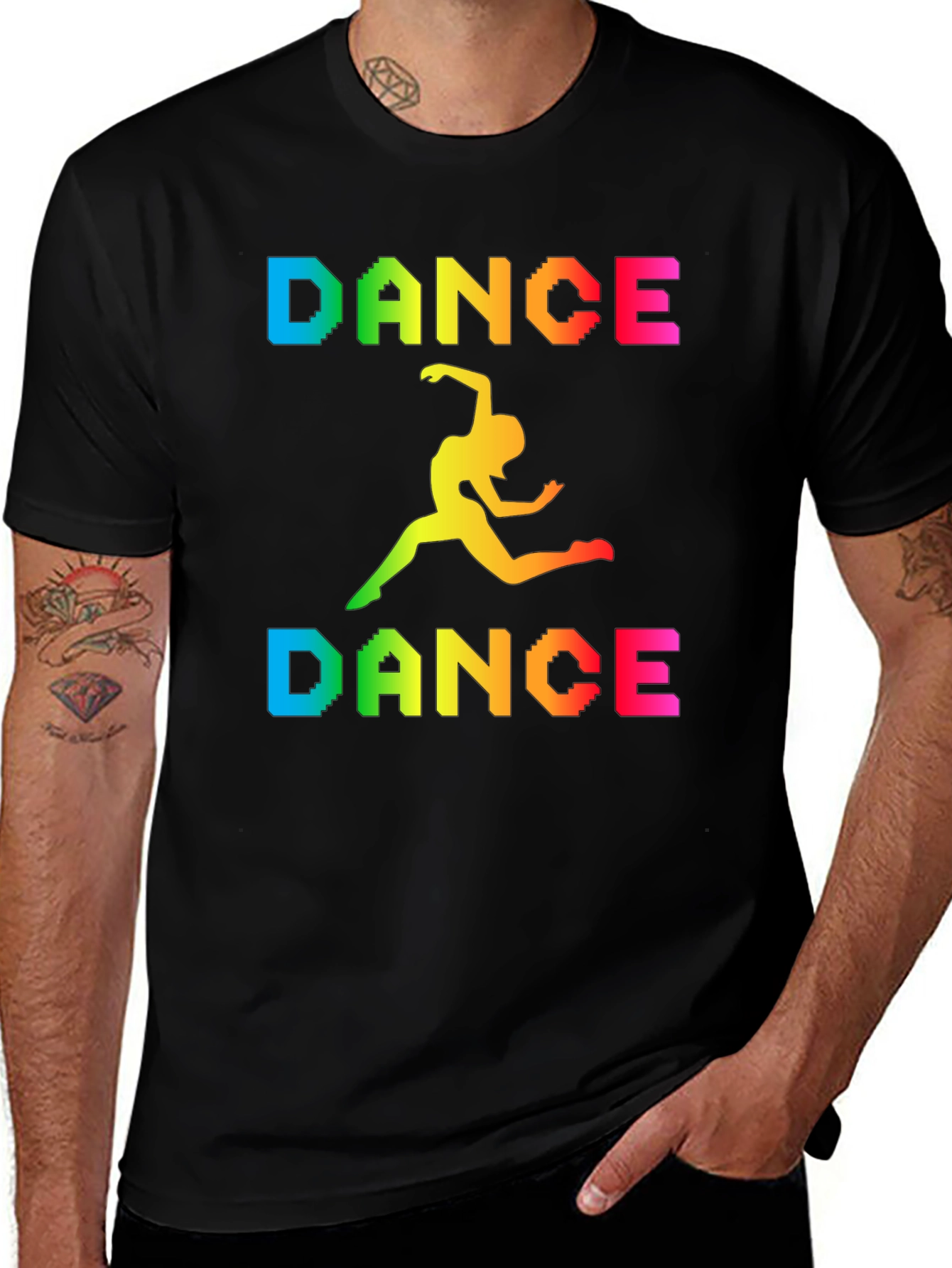 Variant 22 of Rainbow Dance Graphic Black T-Shirt