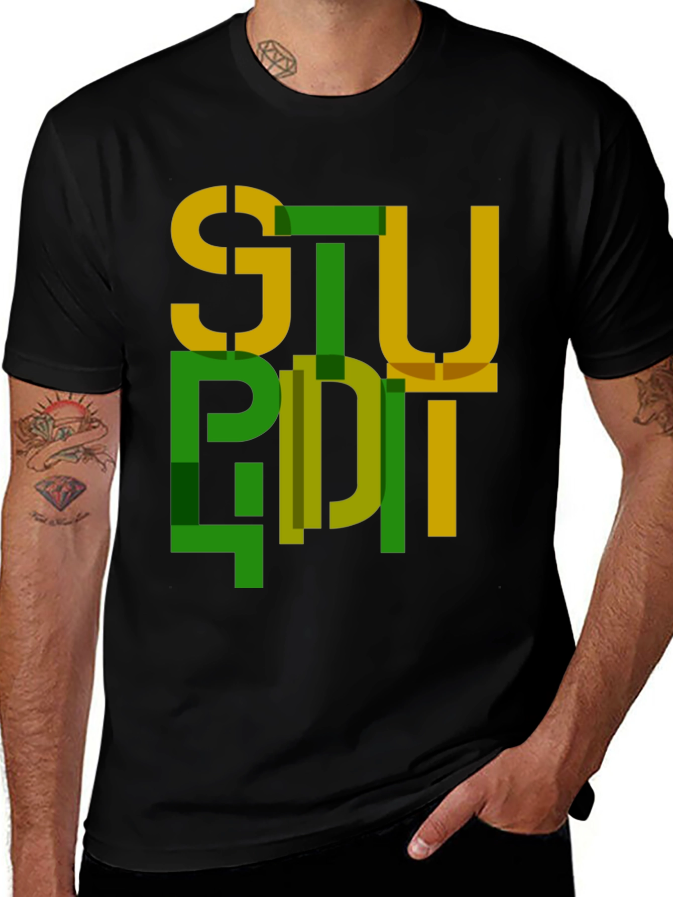 Variant 8 of Abstract "Stupid" Graphic Tee - Modern Streetwear