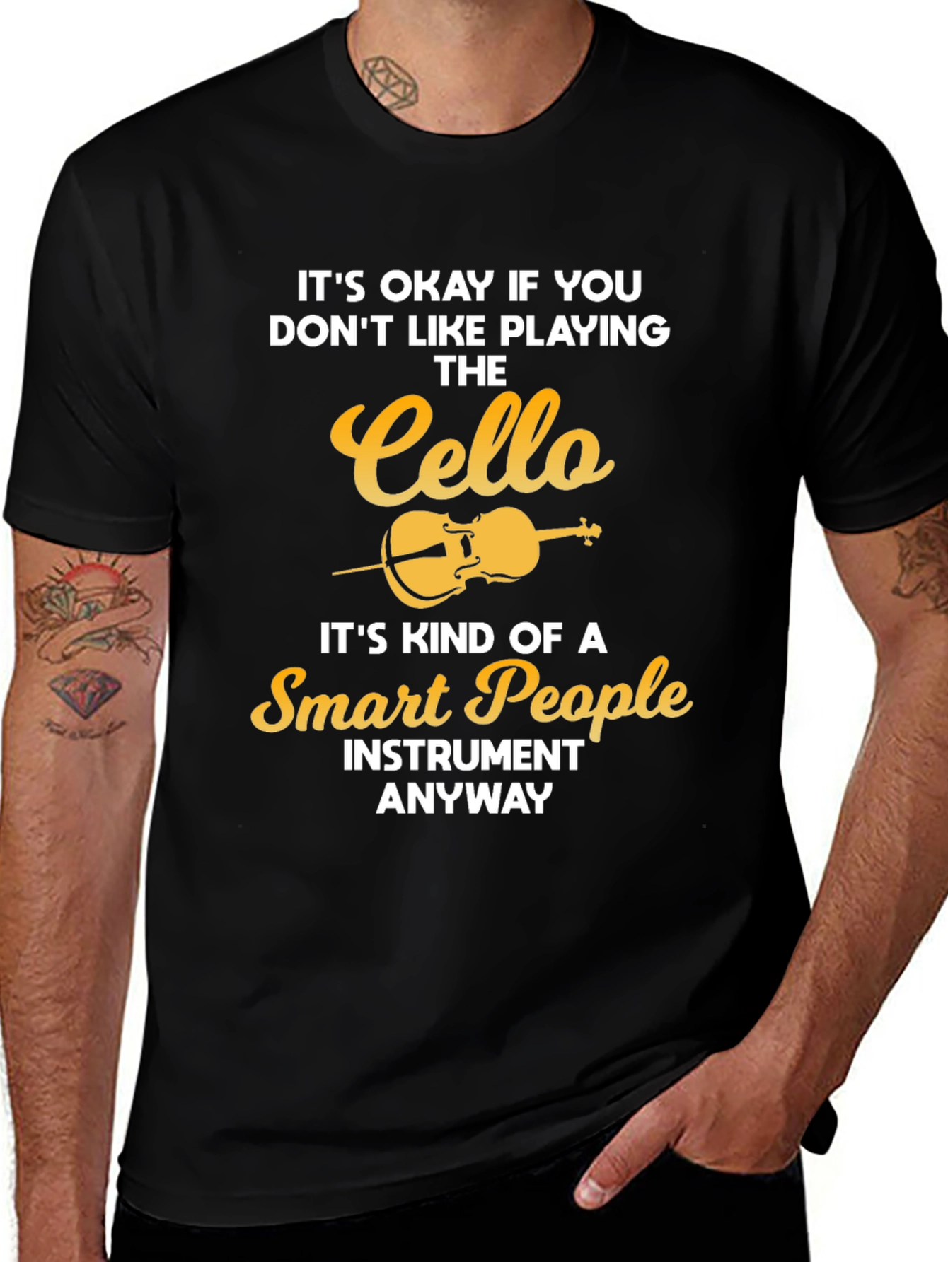 Variant 10 of Cello Lover's Black T-Shirt - Smart People Instrument