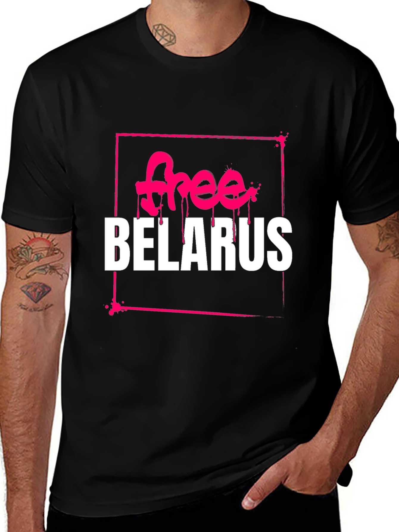 Variant 11 of Free Belarus Graphic Tee - Black Unisex T-Shirt