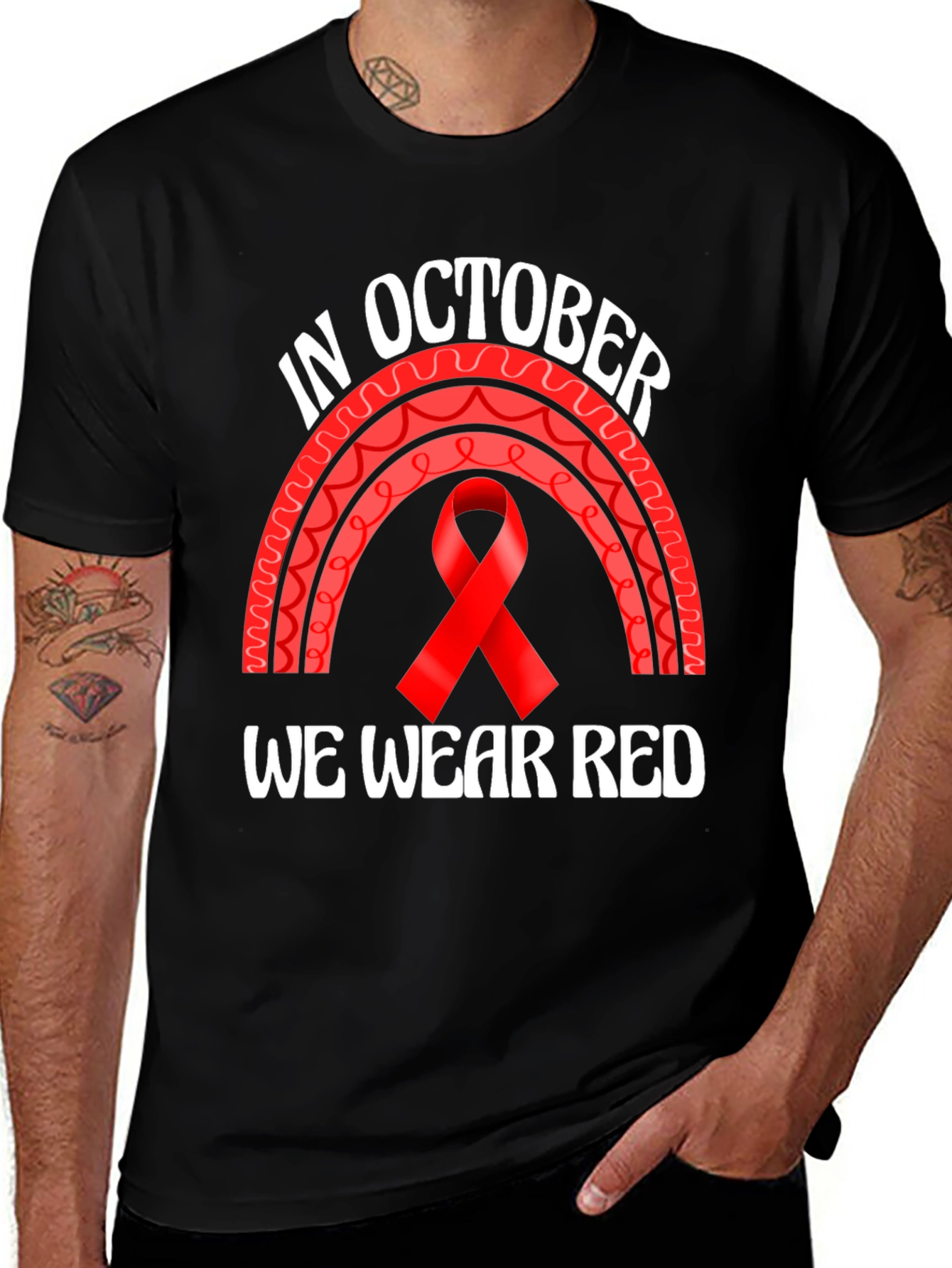 Variant 6 of October Awareness T-Shirt - Red Ribbon