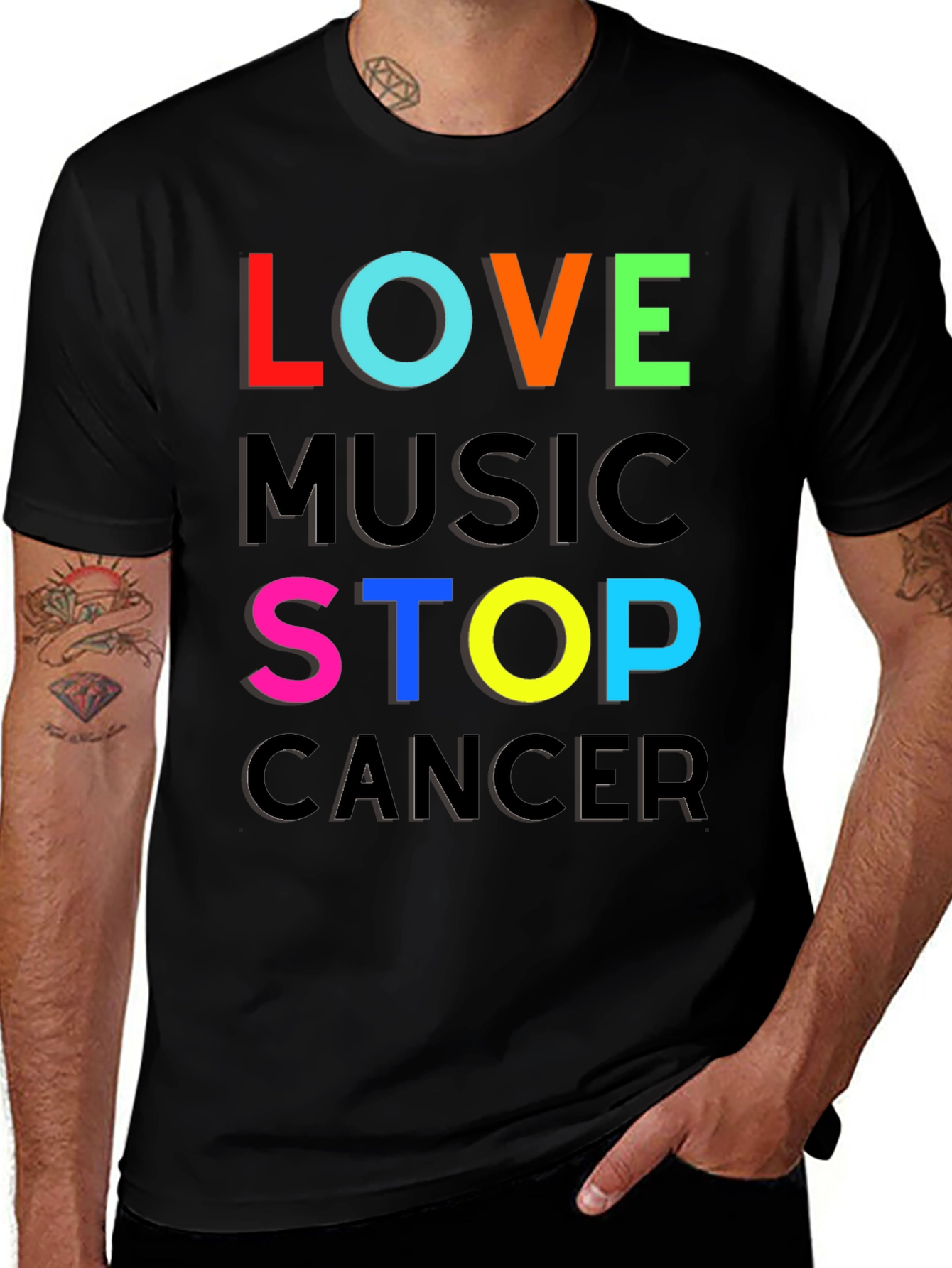 Variant 14 of Love Music Stop Cancer Graphic Tee