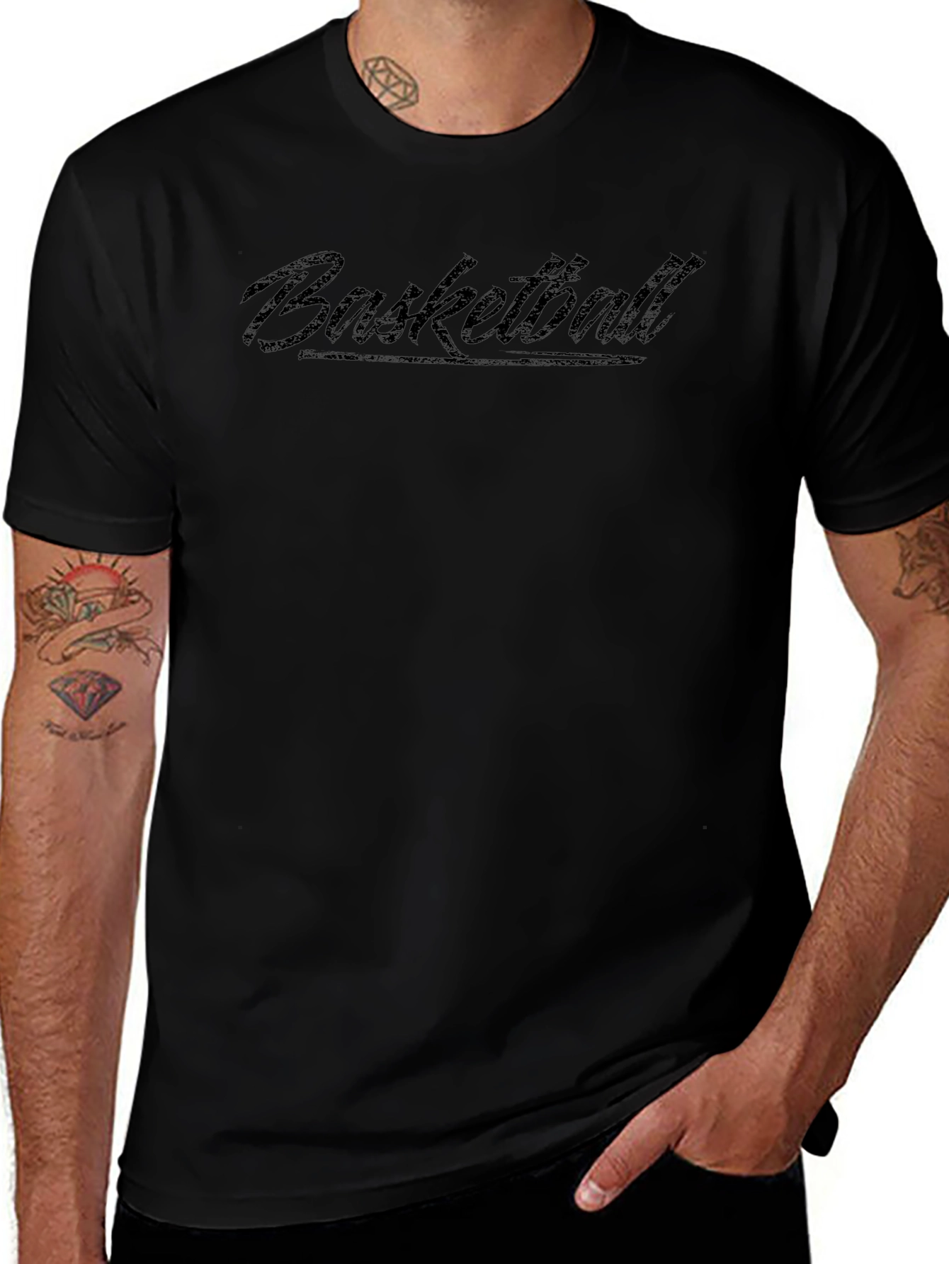 Variant 20 of Basketball Graphic Tee - Black, Short Sleeve