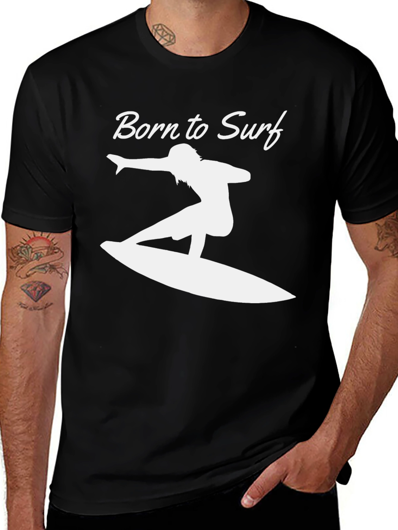 Variant 25 of Born to Surf Graphic Tee - Black