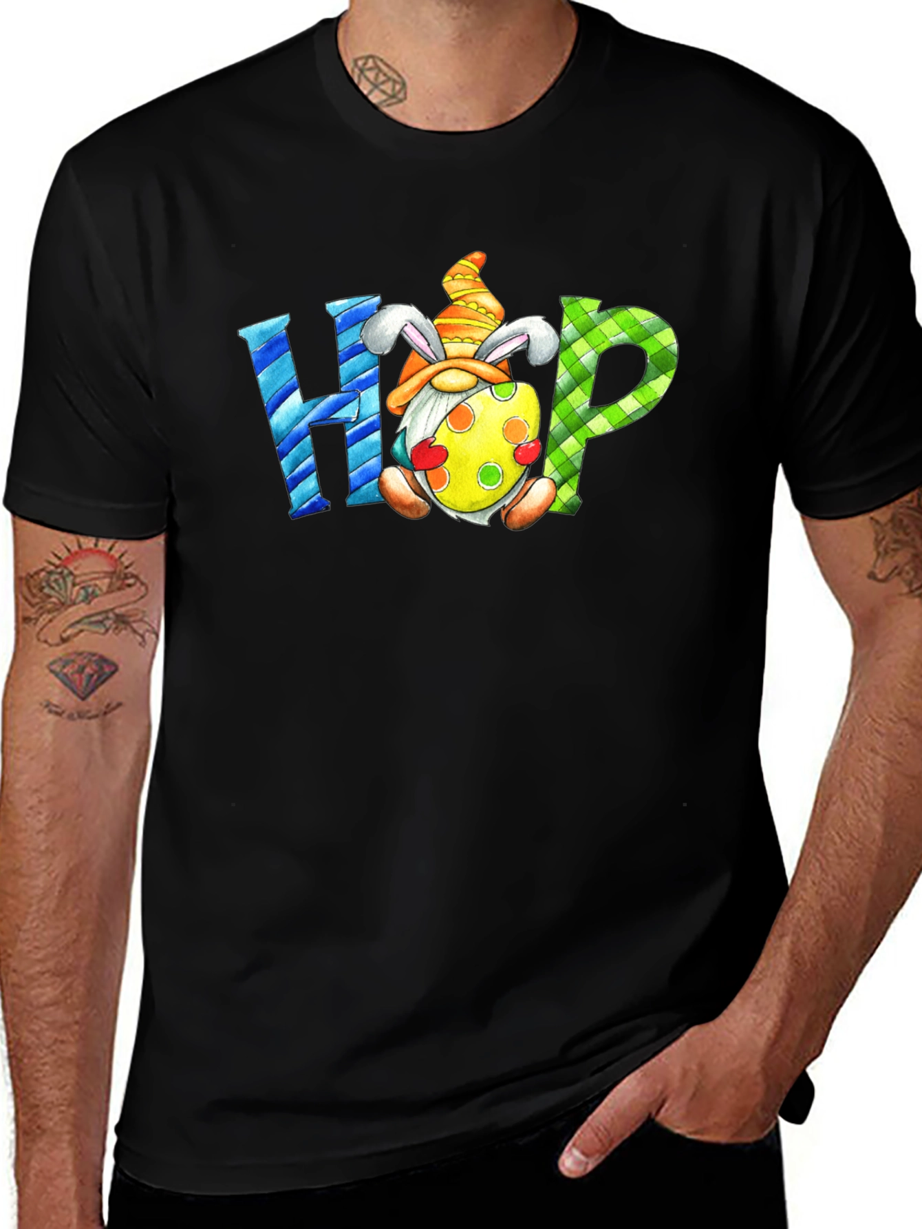 Black Easter Gnome HOP T-Shirt main image