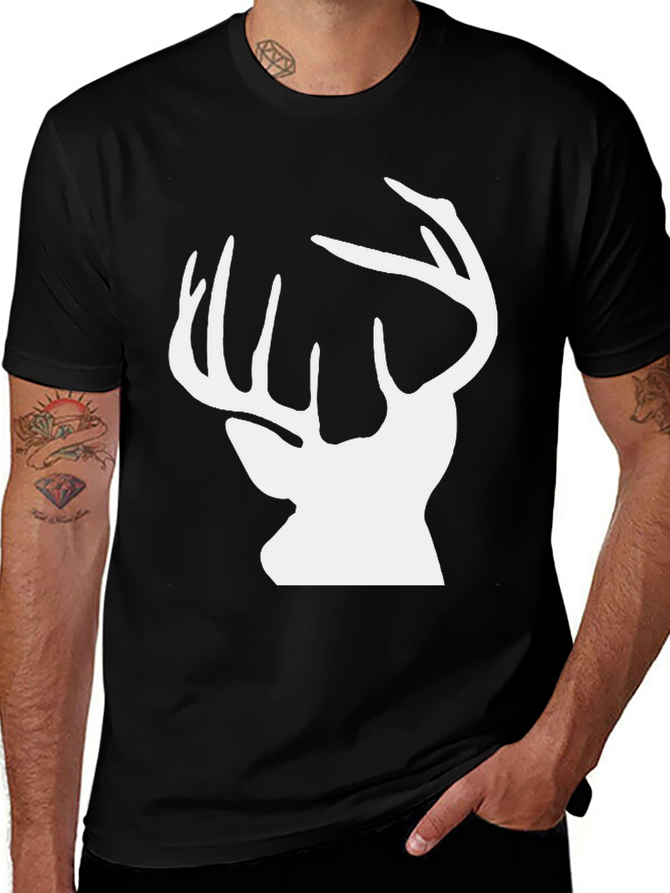 Variant 10 of Deer Silhouette Graphic Tee - Black
