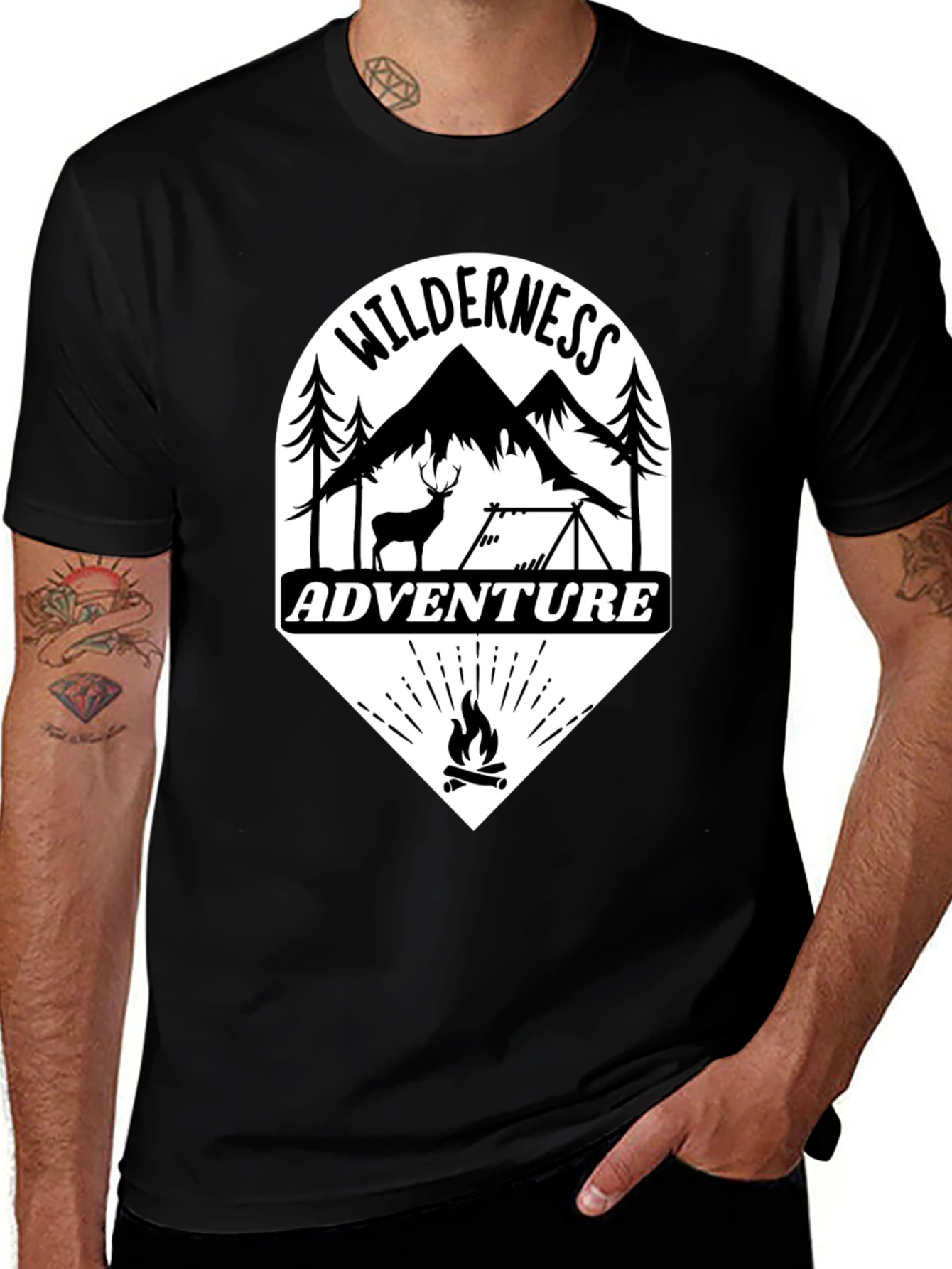 Variant 9 of Wilderness Adventure Black T-Shirt - Camping & Outdoors