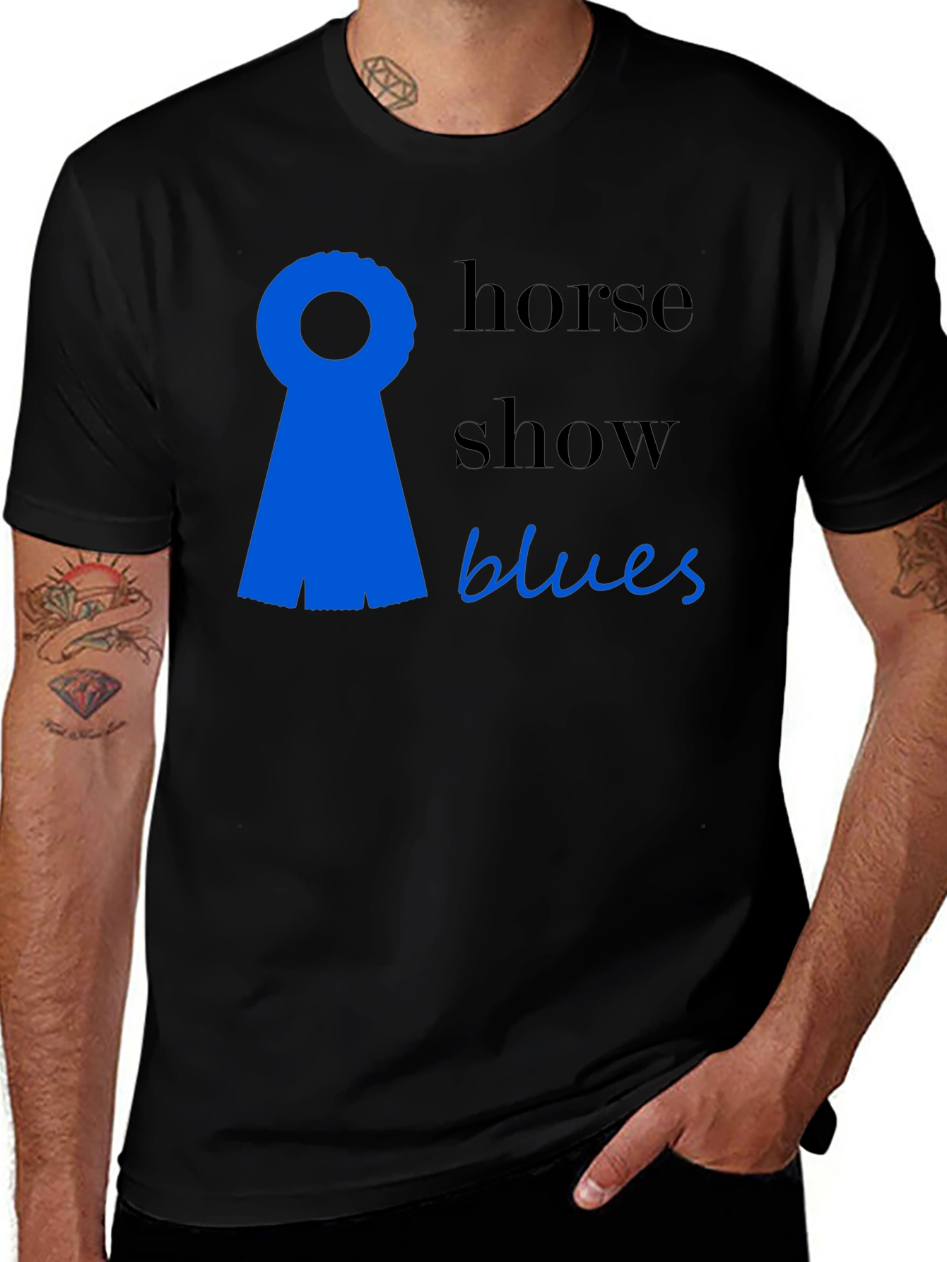 Variant 6 of Horse Show Blues Graphic Tee - Black Cotton T-Shirt