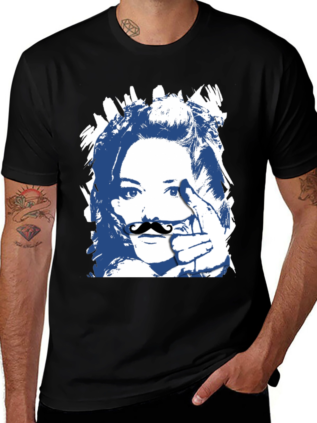 Variant 8 of Marilyn Monroe Mustache T-Shirt - Black