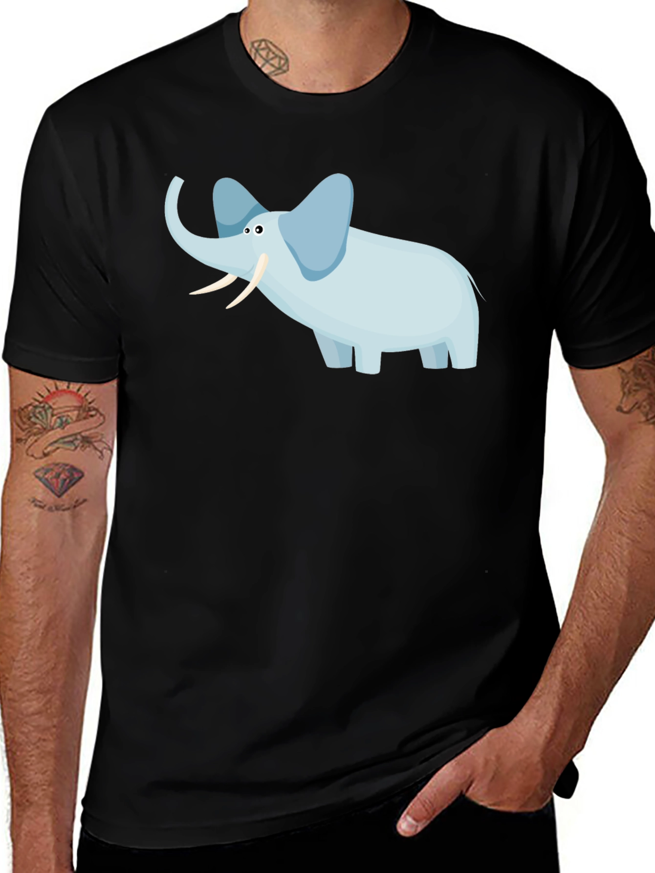Variant 20 of Elephant Graphic Tee - Black Cotton Casual