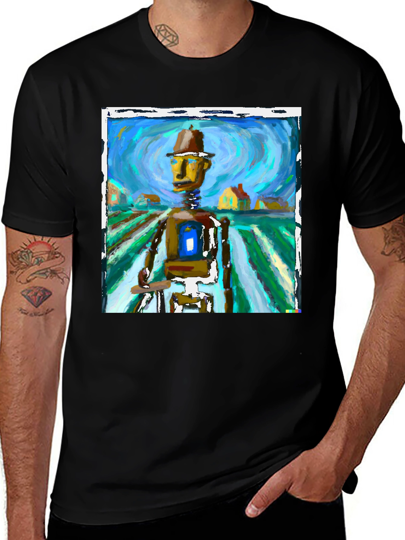 Variant 23 of Abstract Robot Art Tee