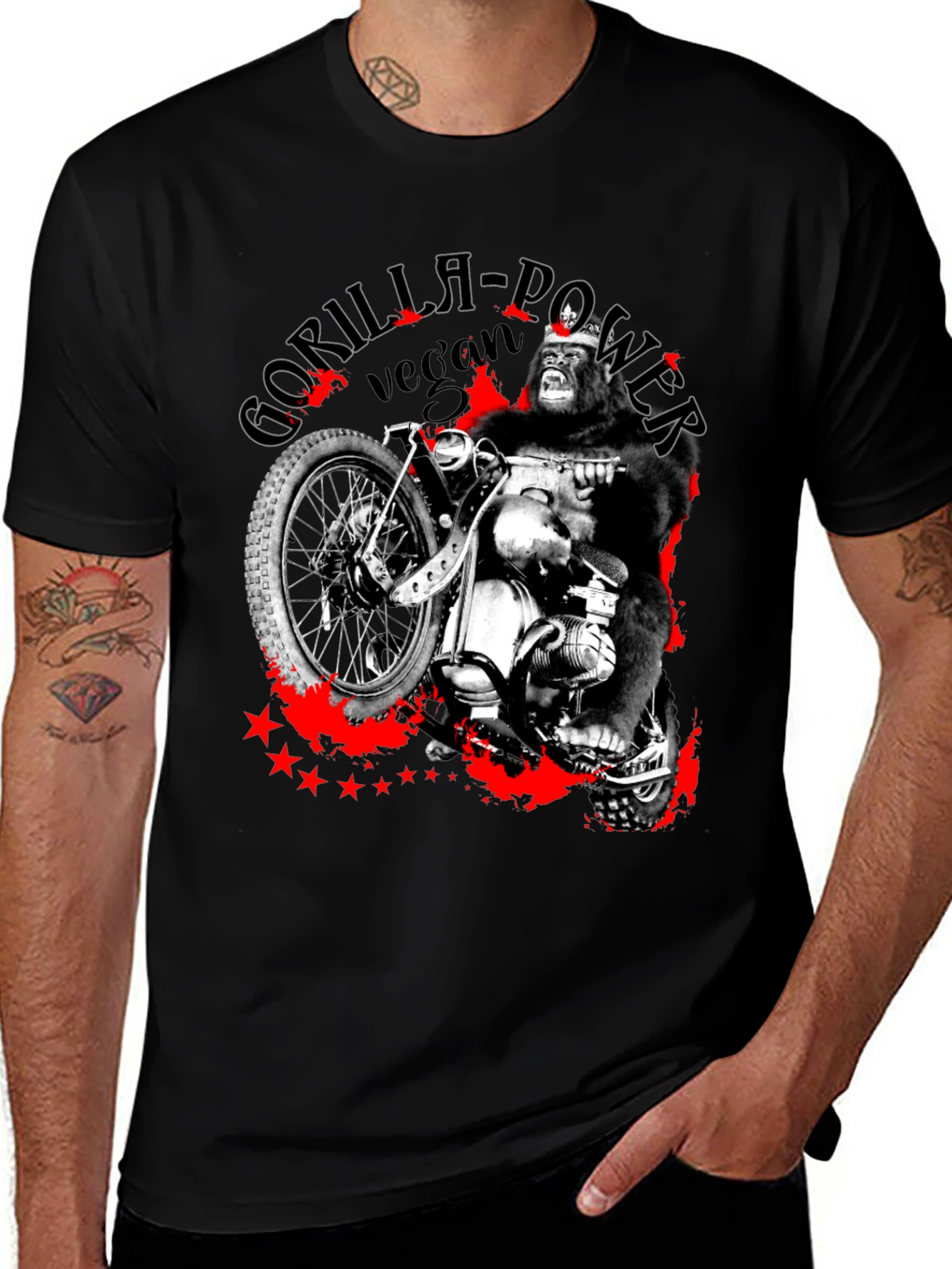 Variant 25 of Gorilla Power Vegan Biker Graphic T-Shirt