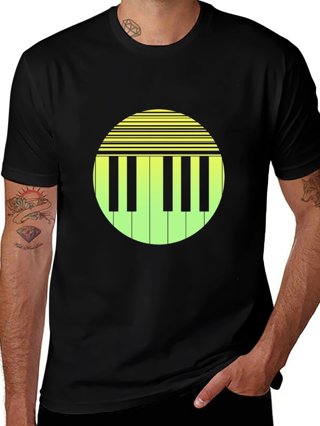 Variant 29 of Piano Key Graphic Tee - Retro Style
