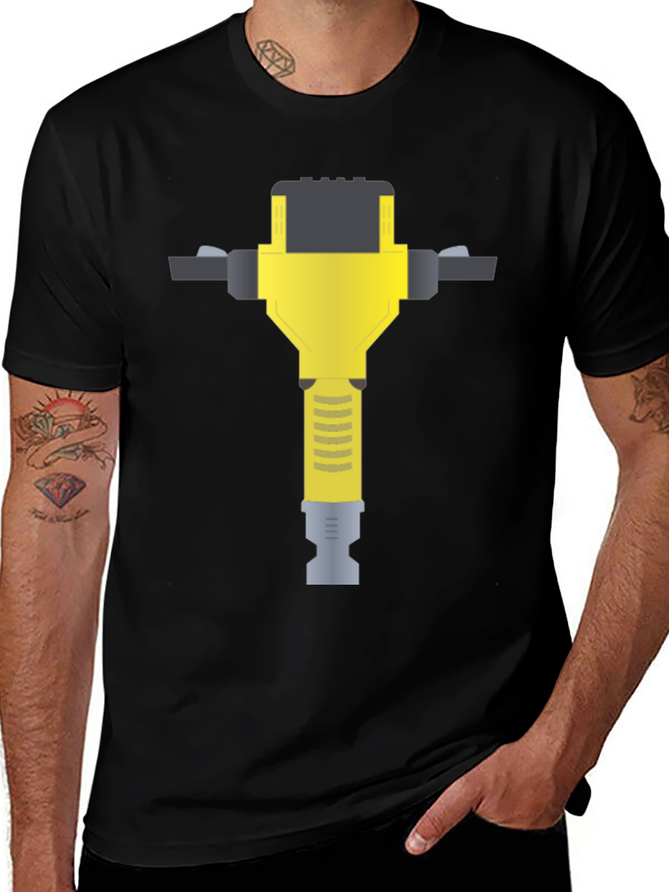 Variant 8 of Construction Tool Graphic Tee - Black