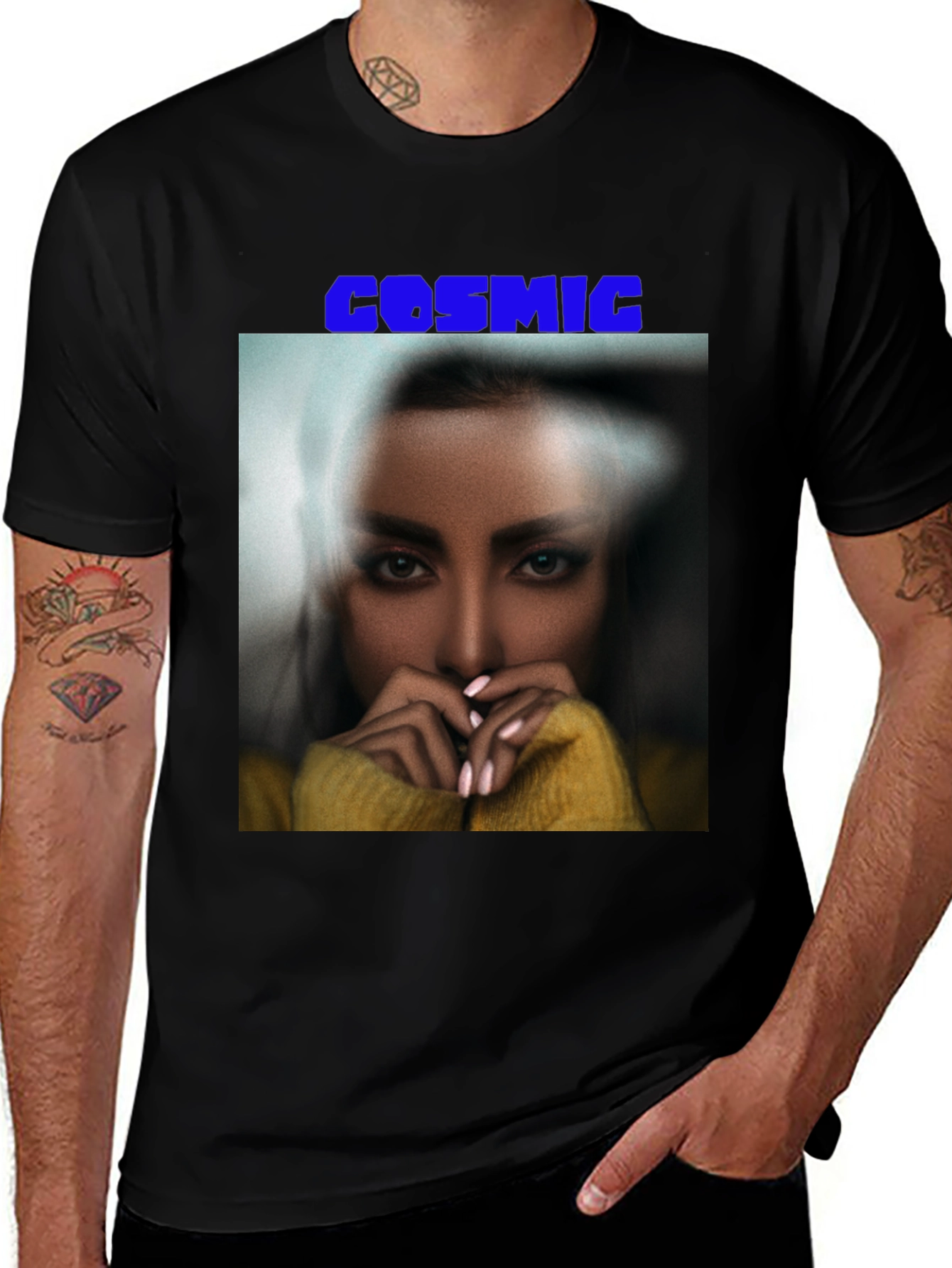 Variant 15 of Cosmic Graphic Print Black T-Shirt