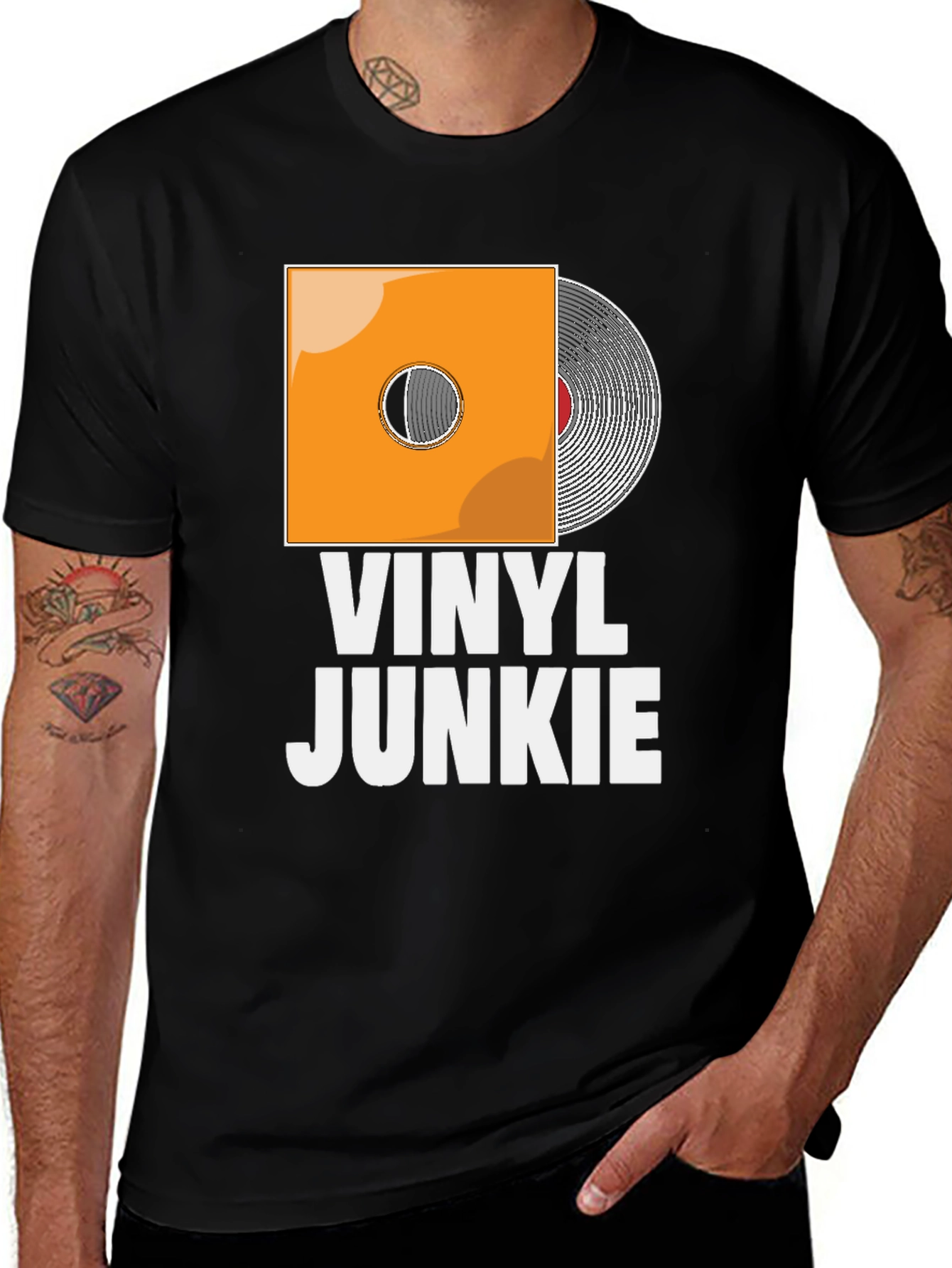Vinyl Junkie T-Shirt - Black Graphic Tee