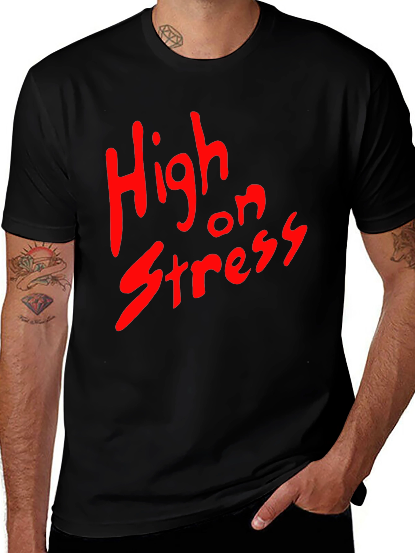 Variant 28 of High on Stress T-Shirt - Black Cotton