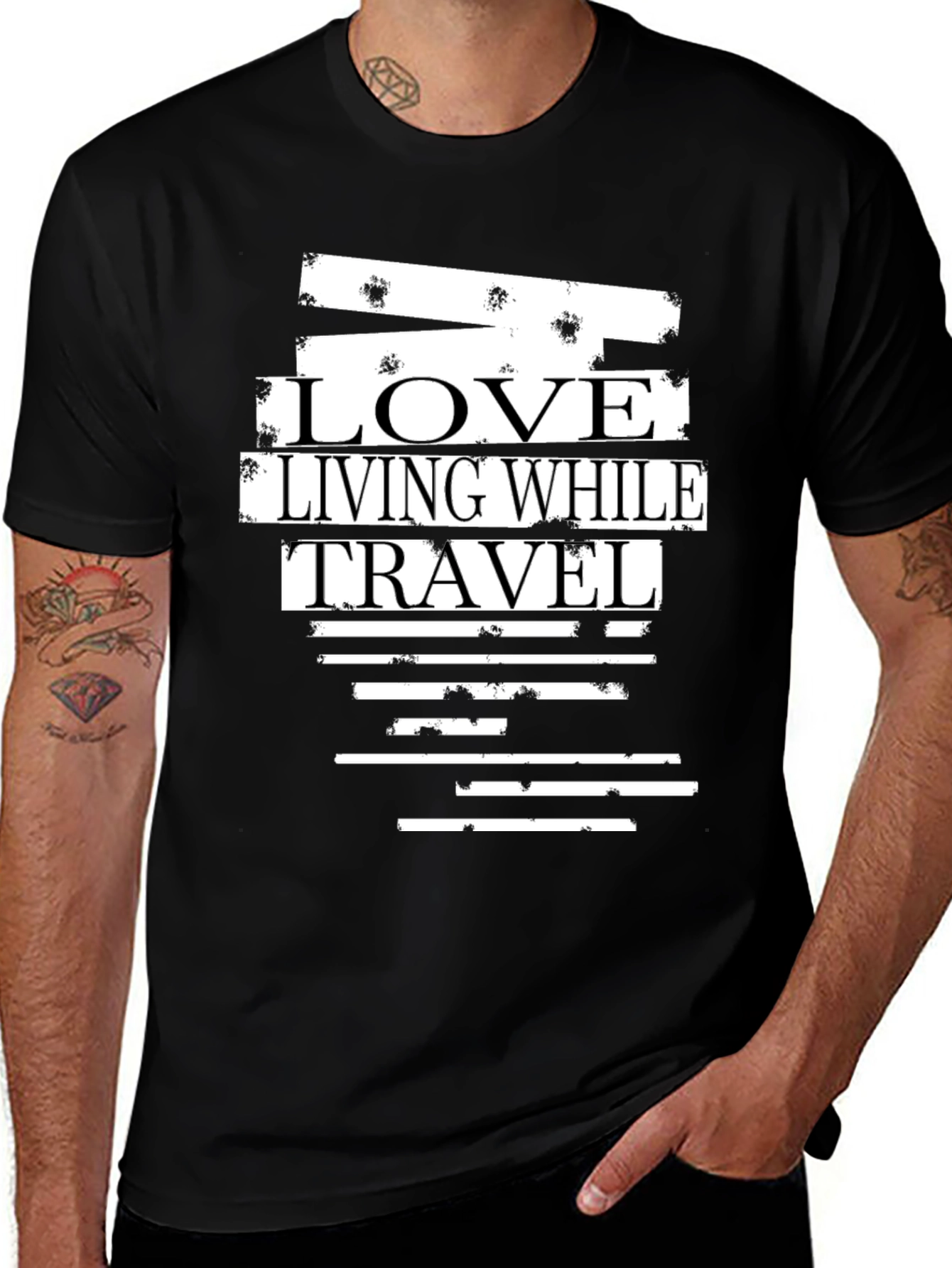 Variant 12 of Love Living While Travel Black T-Shirt