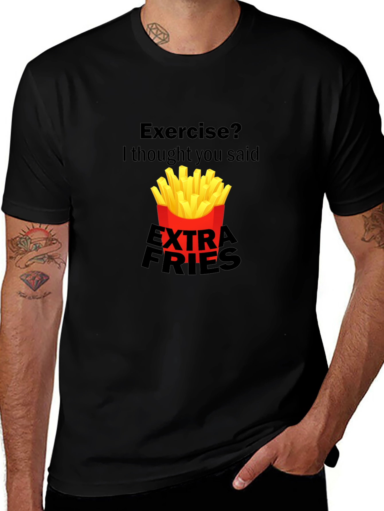 Variant 17 of Extra Fries Graphic T-Shirt - Funny Foodie Tee