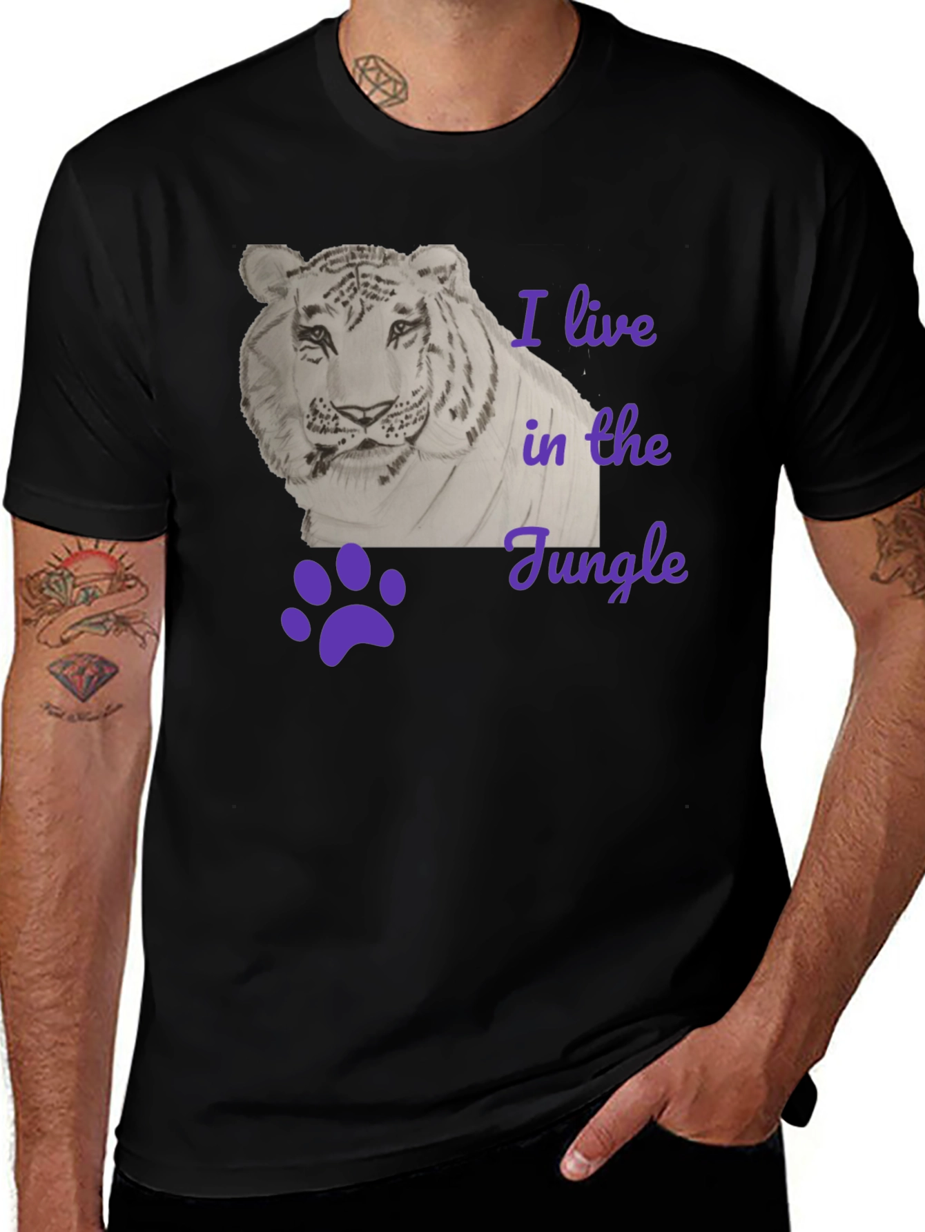 Variant 13 of Jungle Tiger Graphic Tee - Black