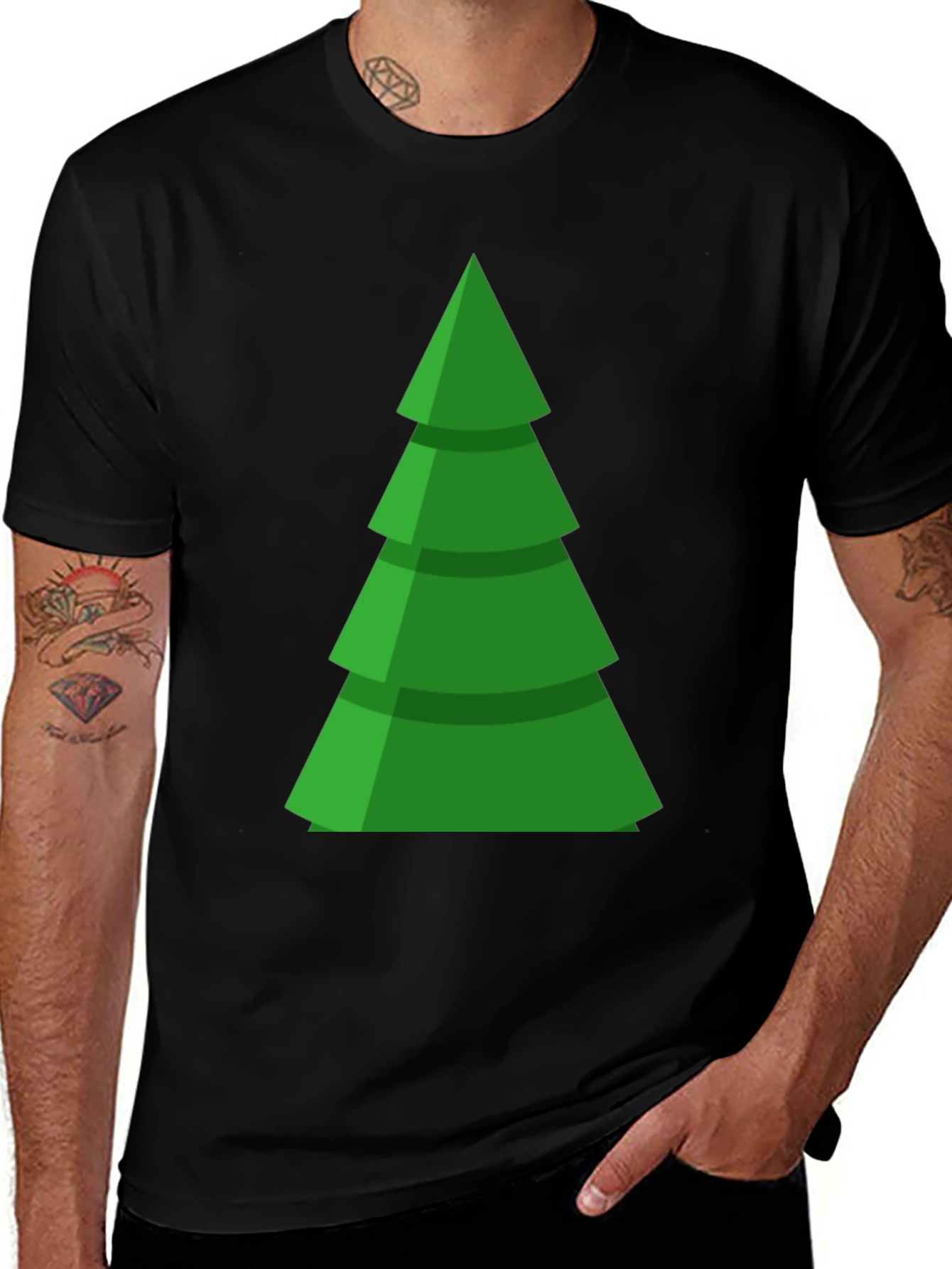 Festive Green Christmas Tree Graphic Tee