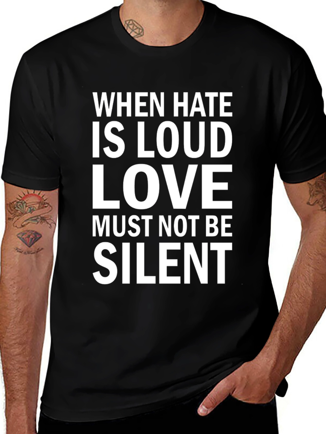 Variant 7 of When Hate is Loud, Love Must Not Be Silent Black T-Shirt