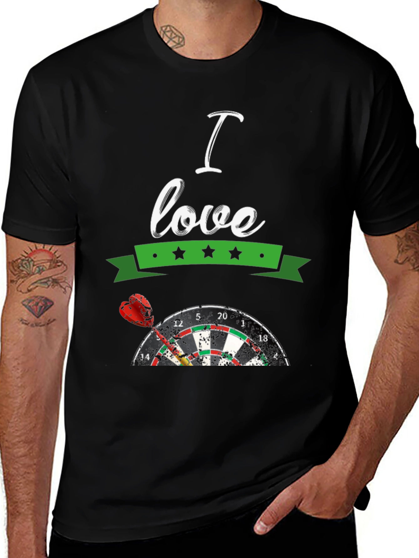 Variant 9 of I Love Darts T-Shirt - Dartboard Design