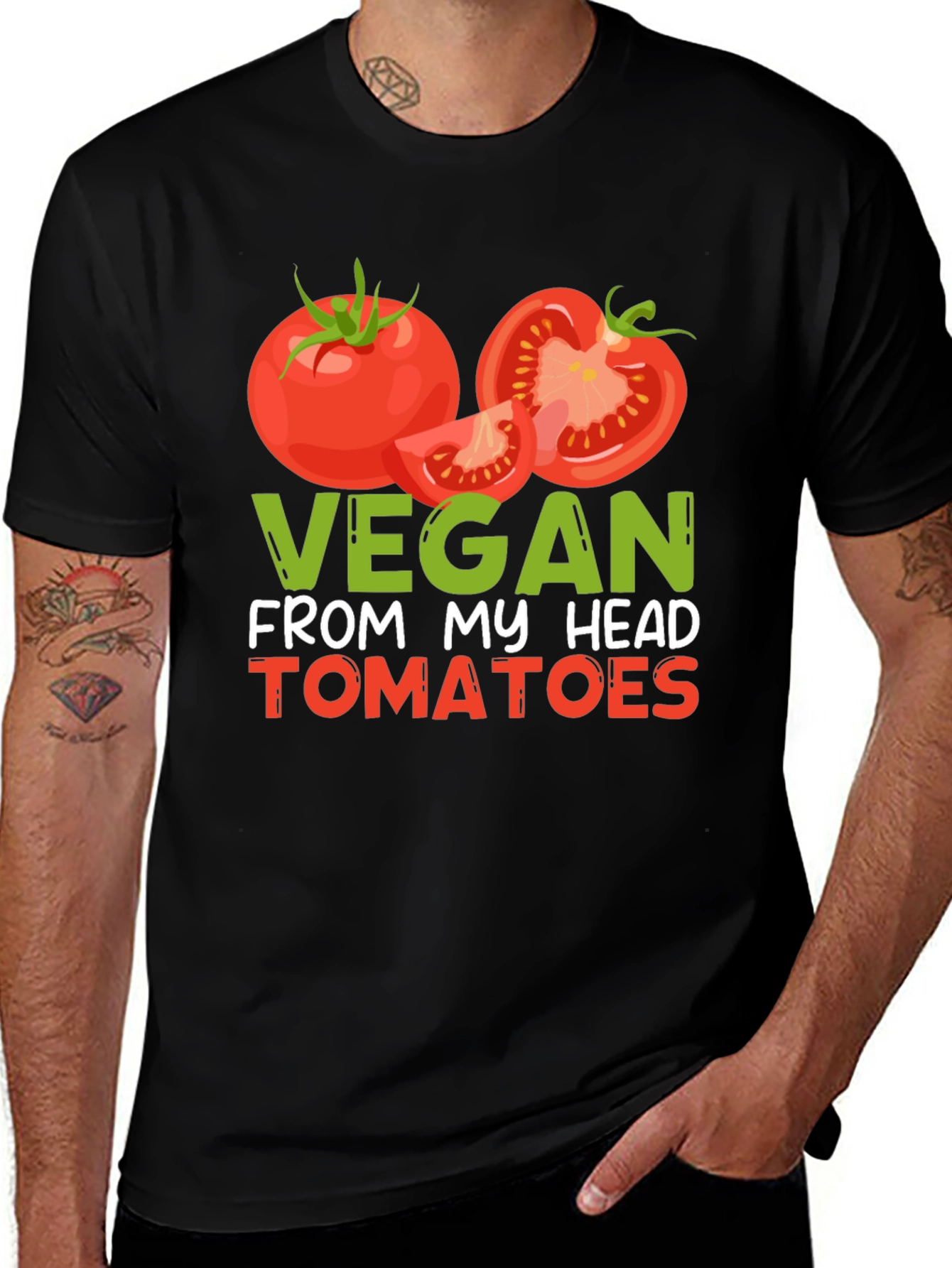 Vegan From My Head Tomatoes Graphic T-Shirt