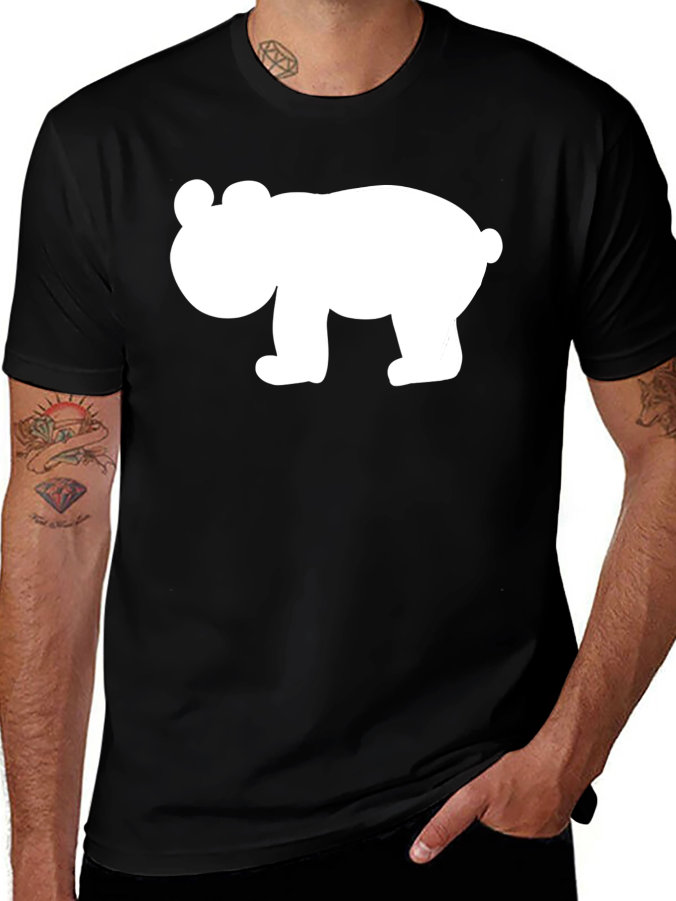 Variant 11 of Cute Bear Graphic Tee - Men's Black Short Sleeve Shirt
