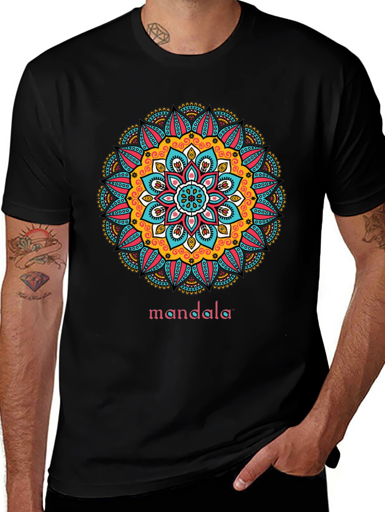Variant 23 of Mandala Graphic Print Black T-Shirt