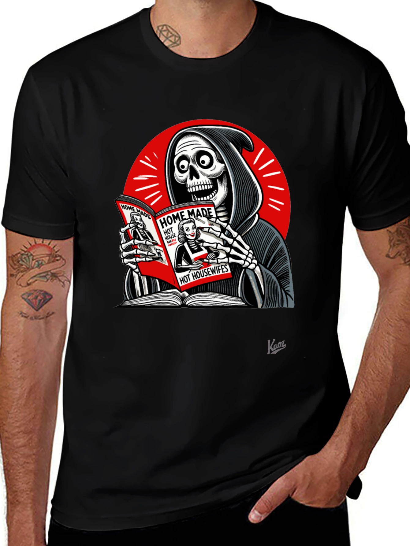 Grim Reaper Reading T-Shirt - Death's Guilty Pleasure