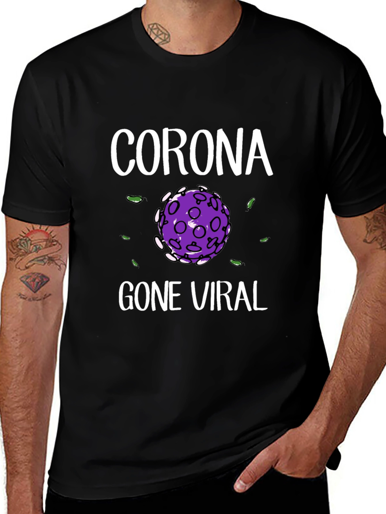 Corona Gone Viral Black Graphic T-Shirt