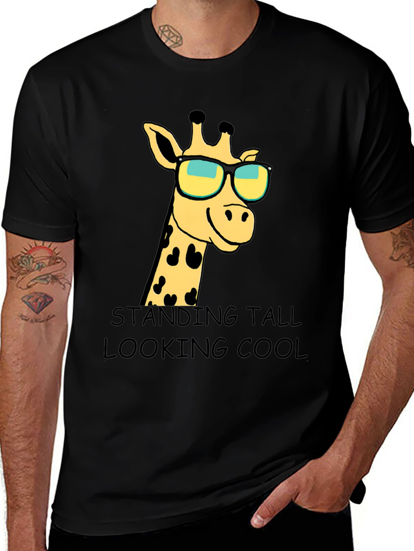 Variant 19 of Giraffe Sunglasses Graphic T-Shirt: Standing Tall Looking Cool