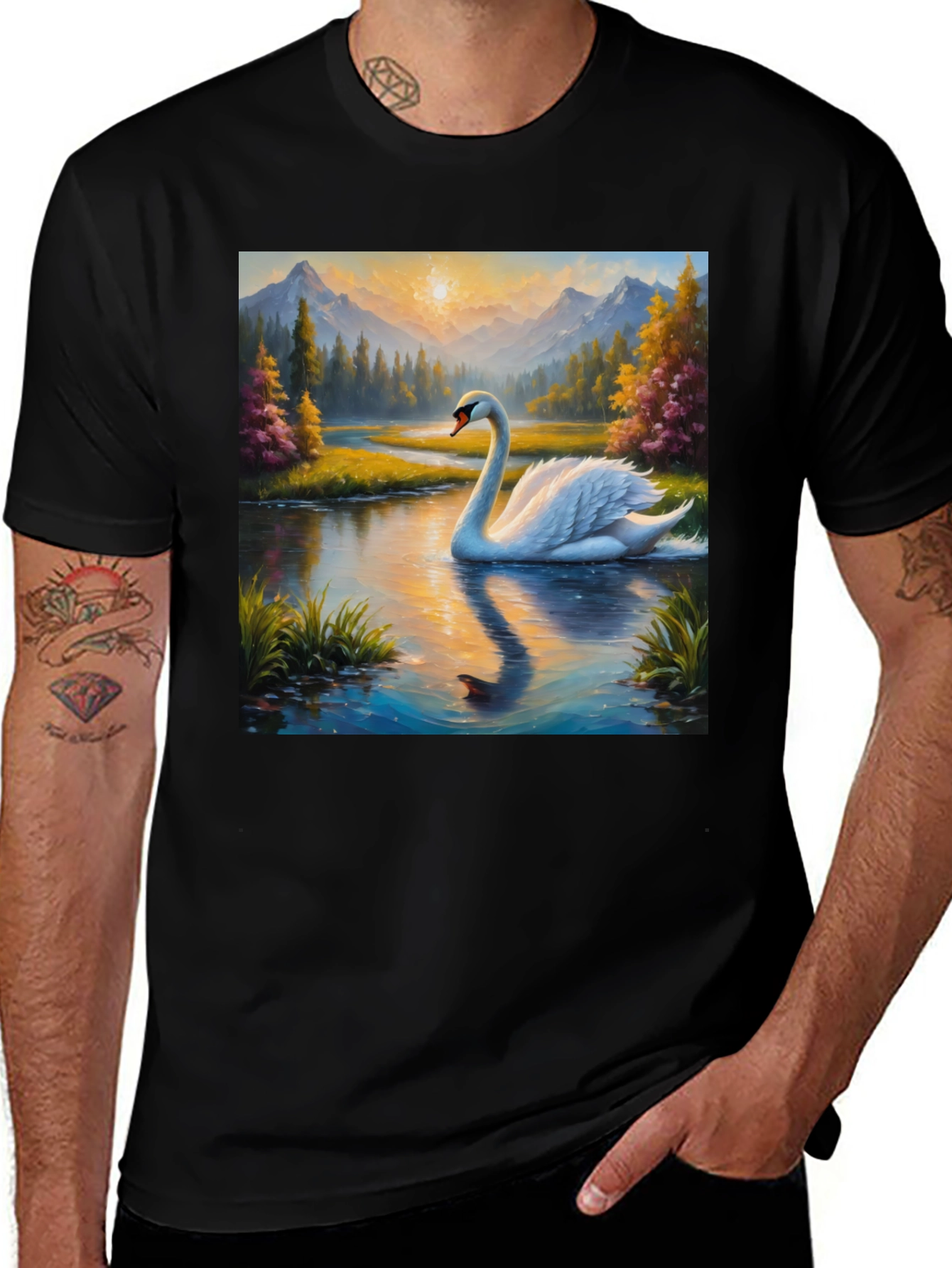 Swan Lake Graphic Tee - Nature Inspired Shirt