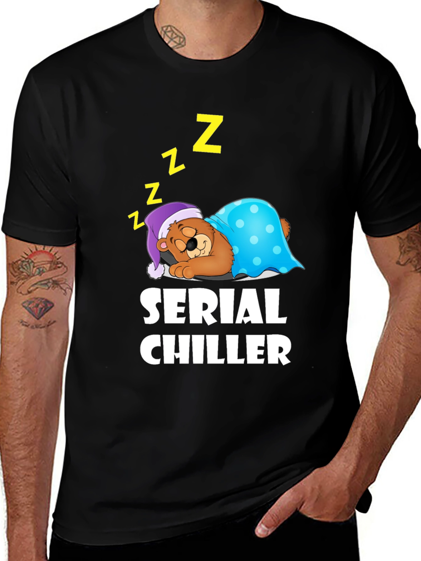 Variant 29 of Serial Chiller Graphic T-Shirt Sleeping Bear Cartoon