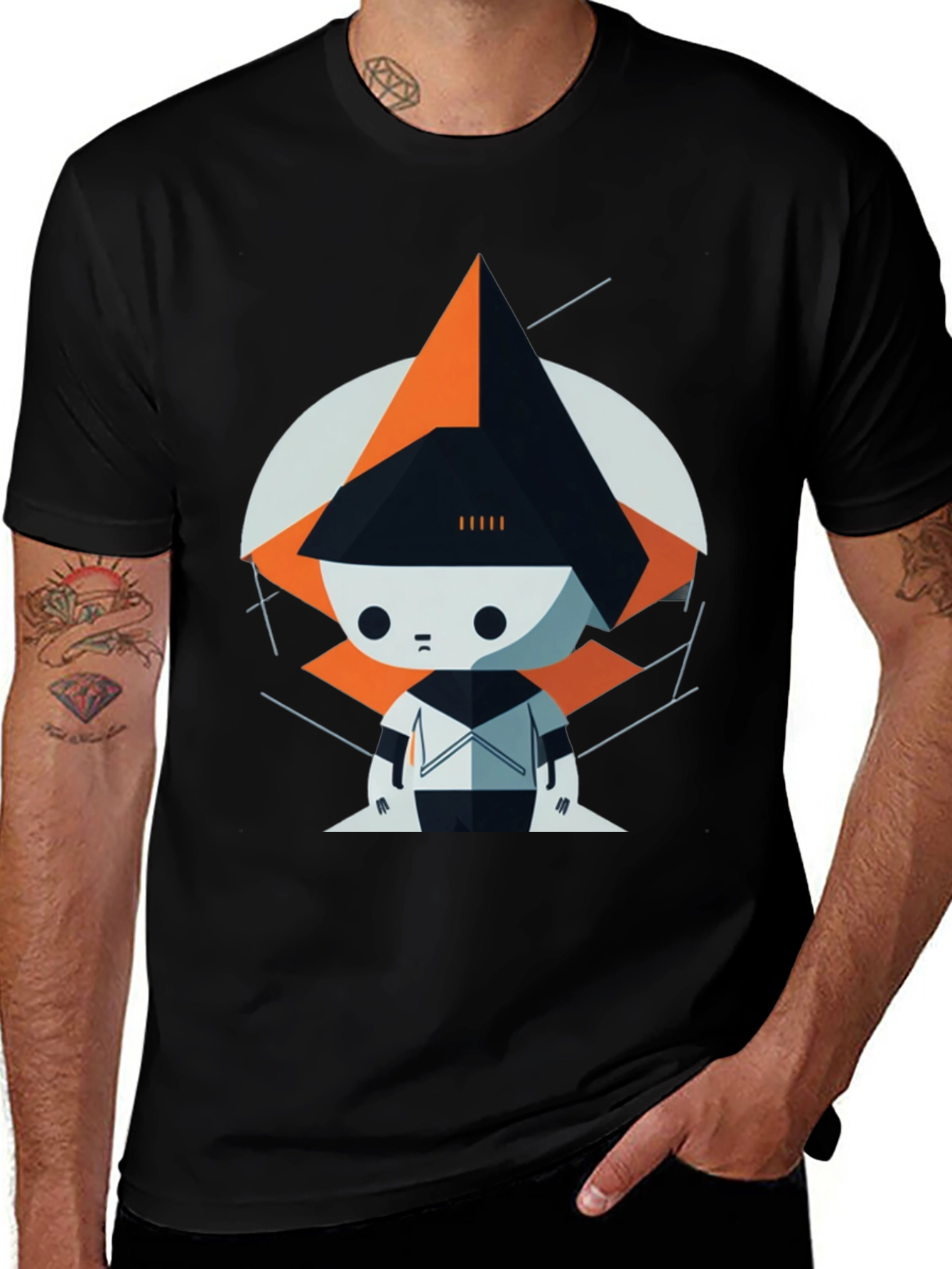 Variant 14 of Geometric Robot Graphic Tee - Modern Art Style