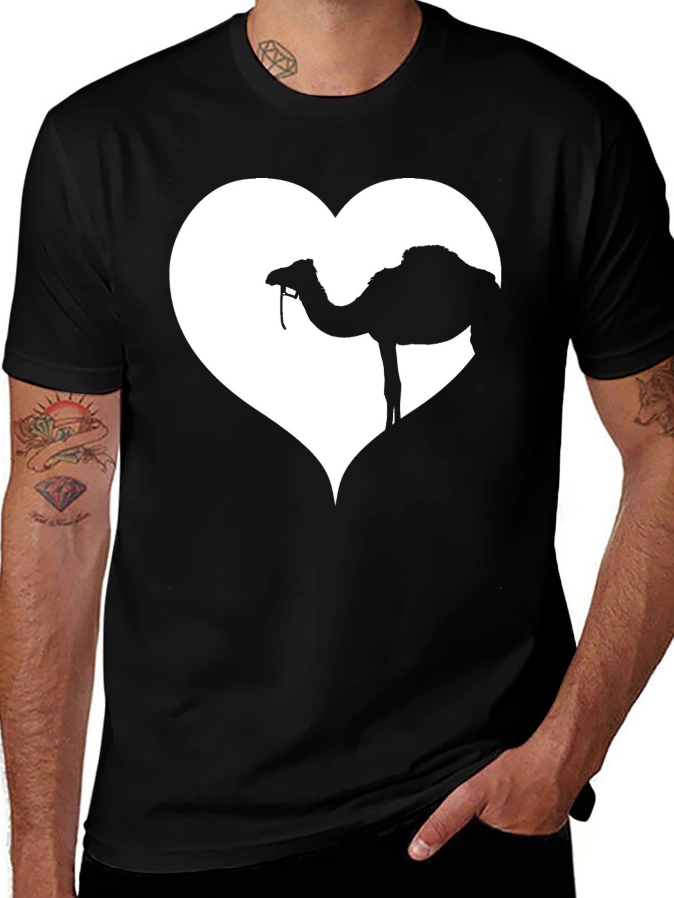 Variant 7 of Camel Heart Graphic Black T-Shirt