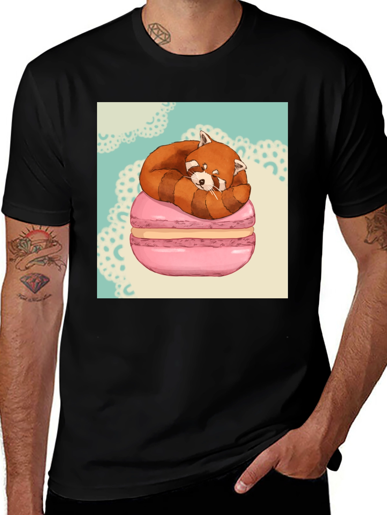 Variant 22 of Red Panda Macaron T-Shirt
