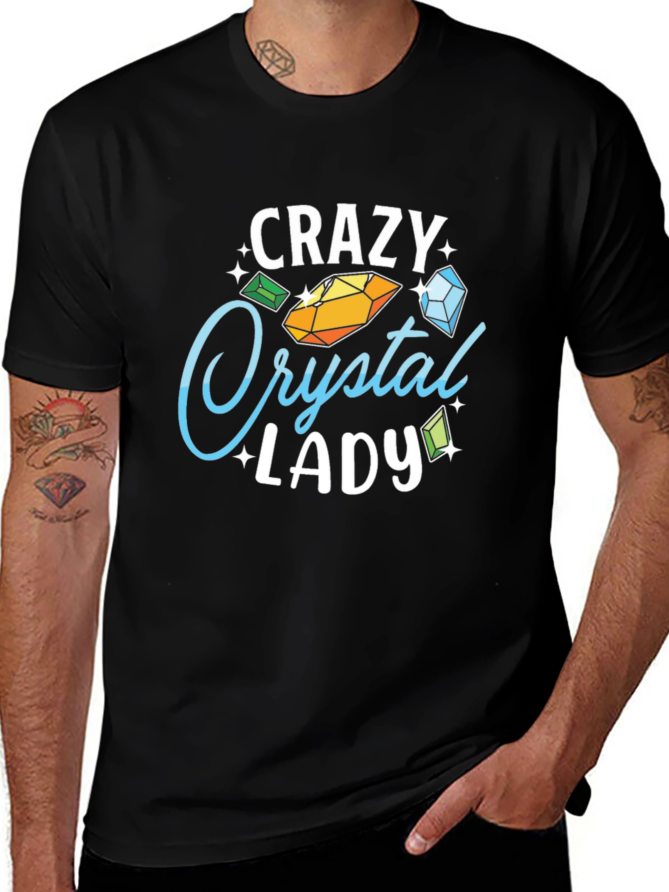 Variant 30 of Crazy Crystal Lady Graphic Tee - Black