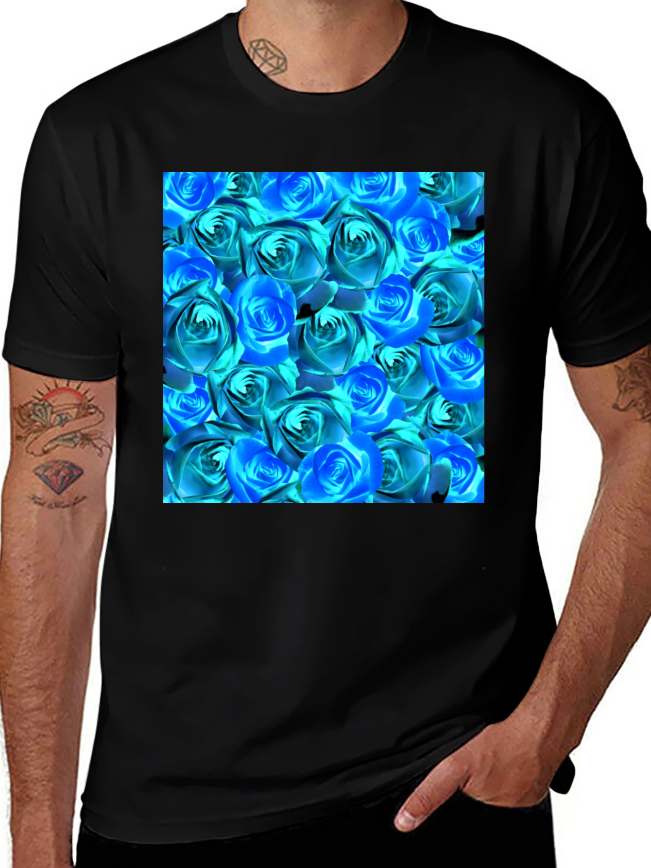 Variant 10 of Blue Rose Pattern T-Shirt