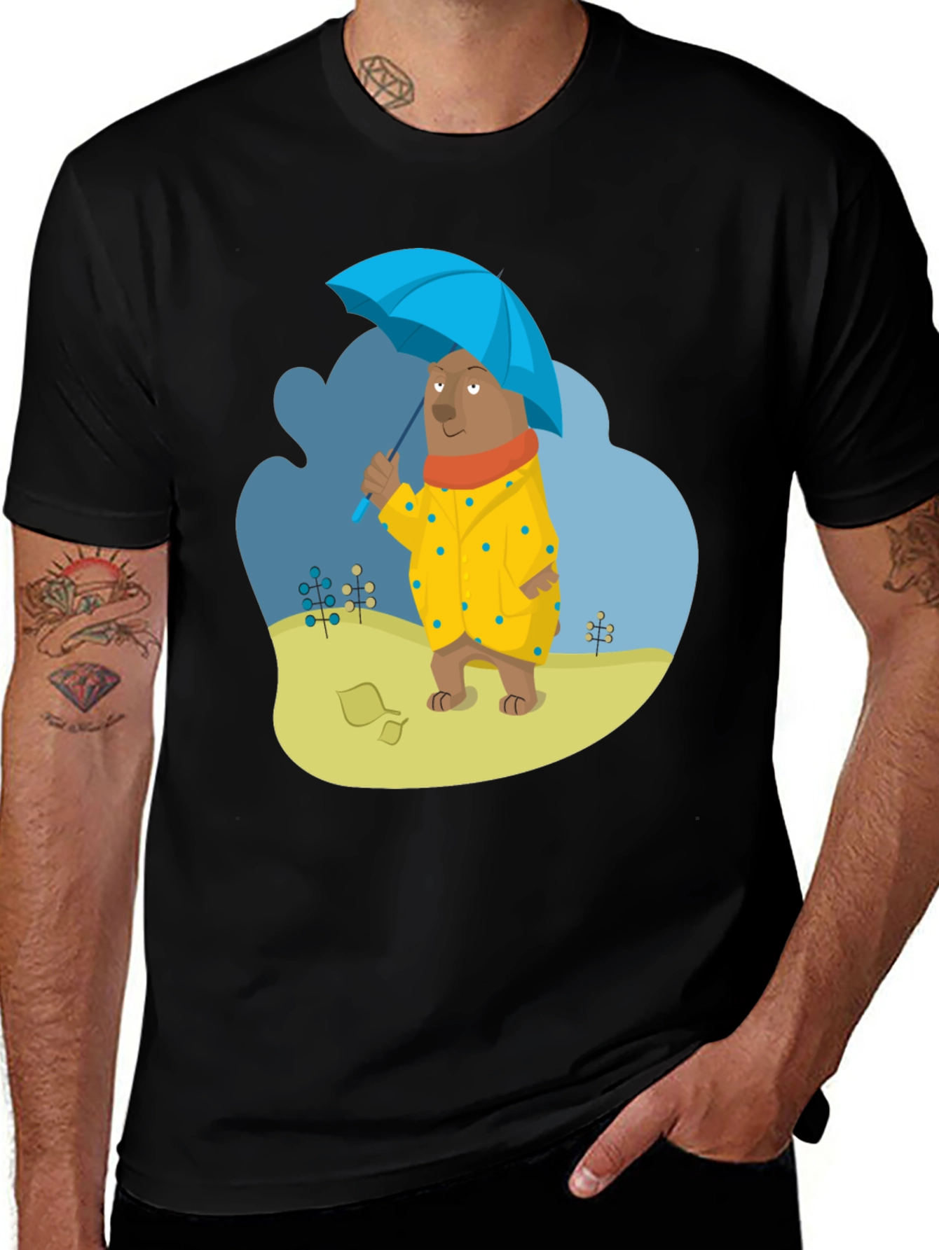 Variant 20 of Bear in Raincoat Graphic T-Shirt - Unisex Casual Tee
