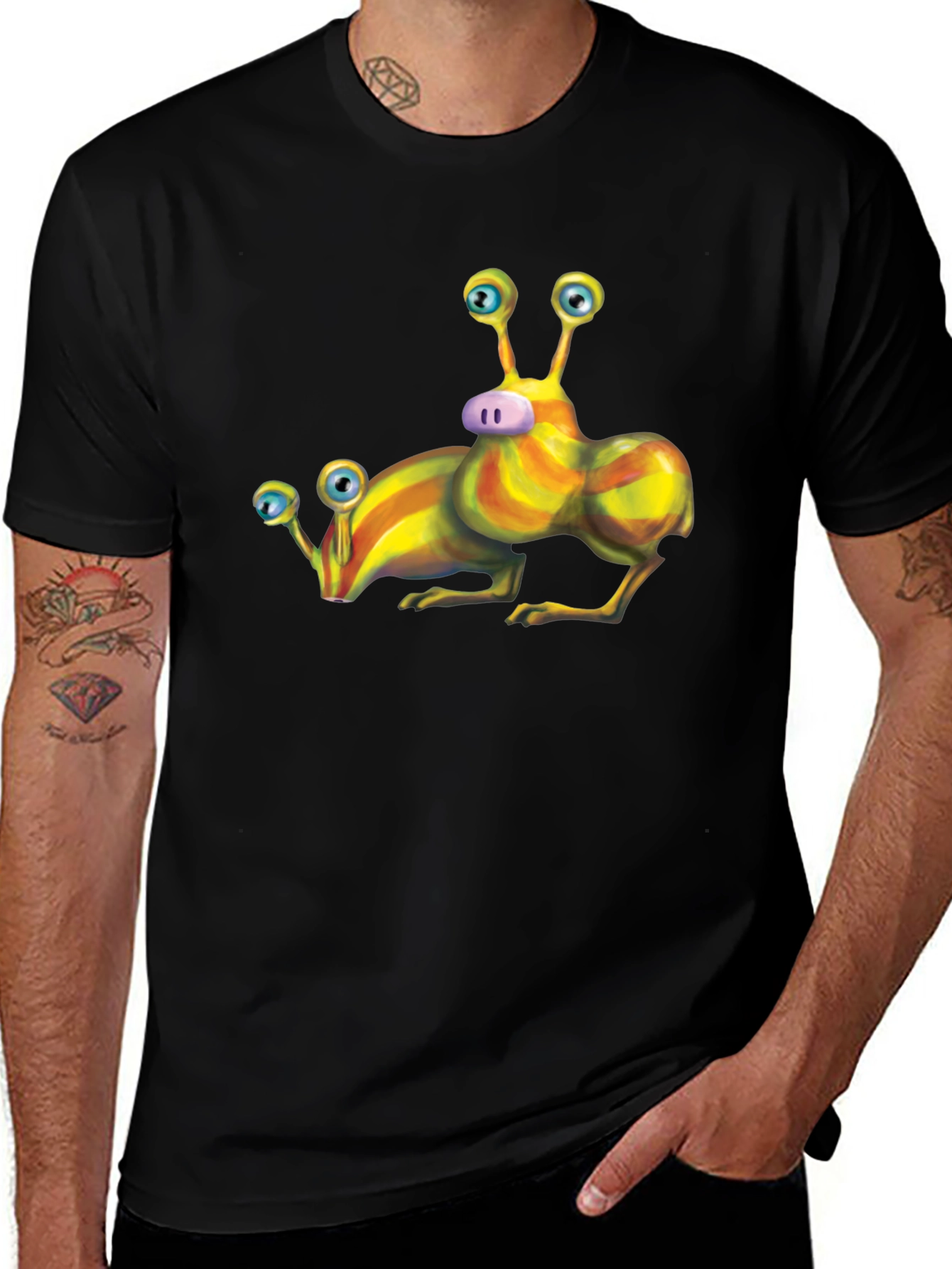 Variant 2 of Alien Creature Graphic Tee - Black