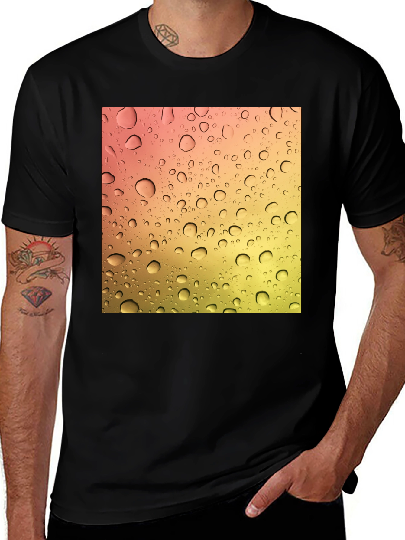 Variant 22 of Raindrop Graphic Black Cotton T-Shirt